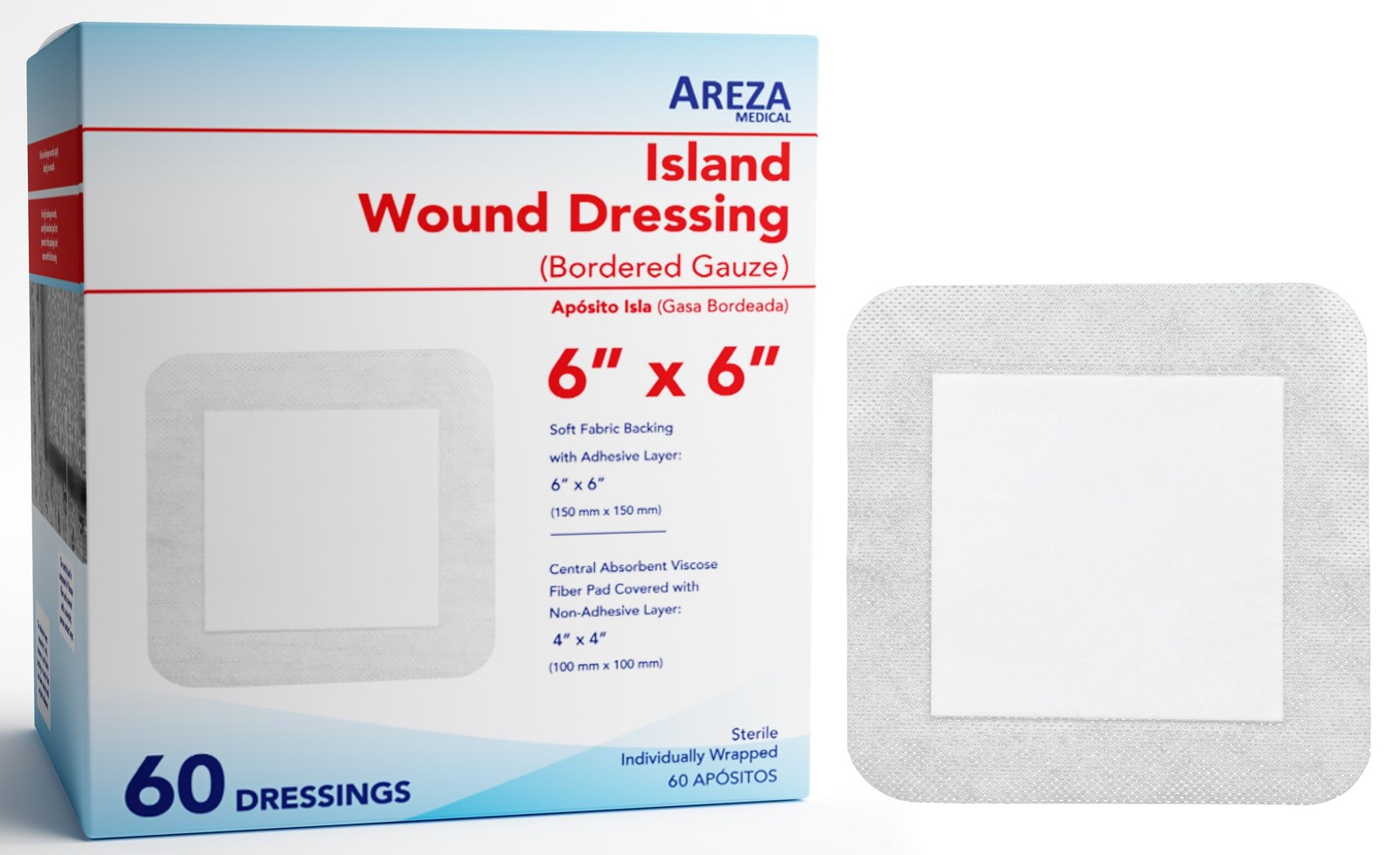 Areza Medical Bordered Gauze Island Dressing Wound Dressing Latex Free st…