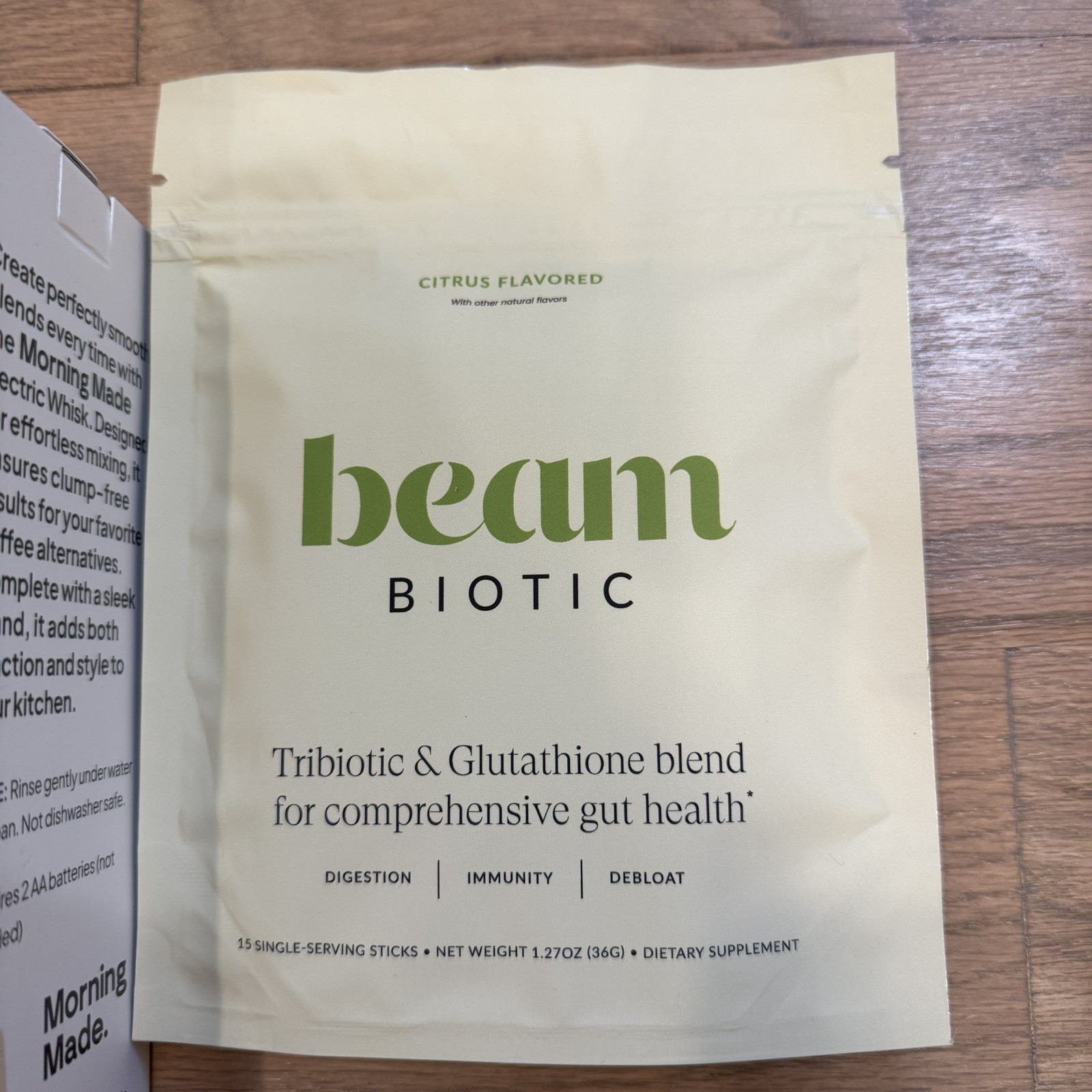 Beam Biotic Variety Pack Tribiotic + Glutathione Powder 45 Sticks + Whisk