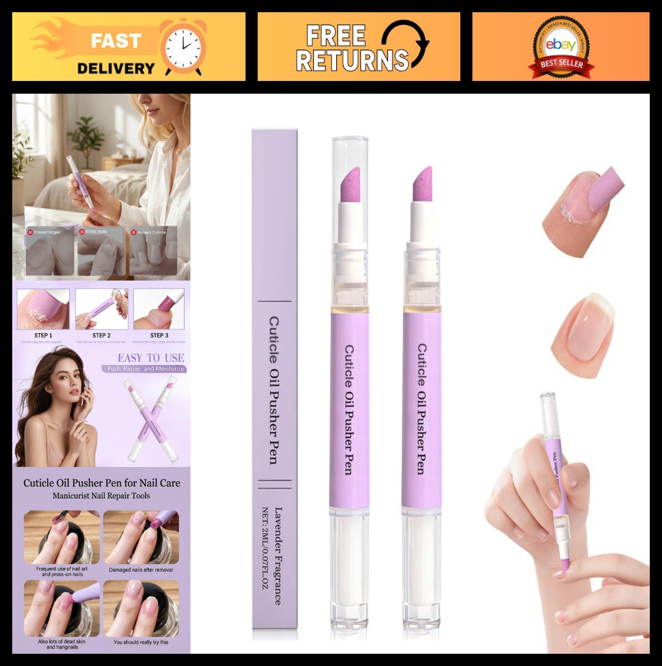 4-in-1 Cuticle Oil Pusher Pen Set – Moisturizing Cuticle Remover & Nail Care (2