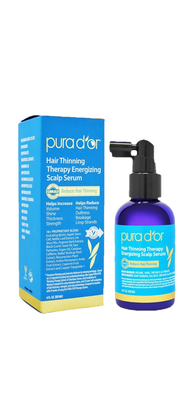 PURA D’OR Hair Thinning Therapy Energizing Scalp Serum 4 oz