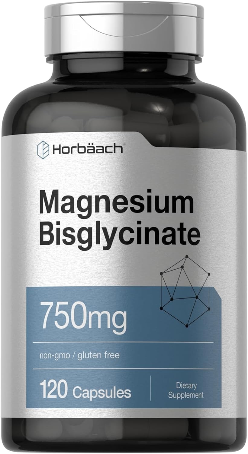 Horbaach Magnesium Bisglycinate, 120 Capsules, 750Mg, Non-Gmo Supplement
