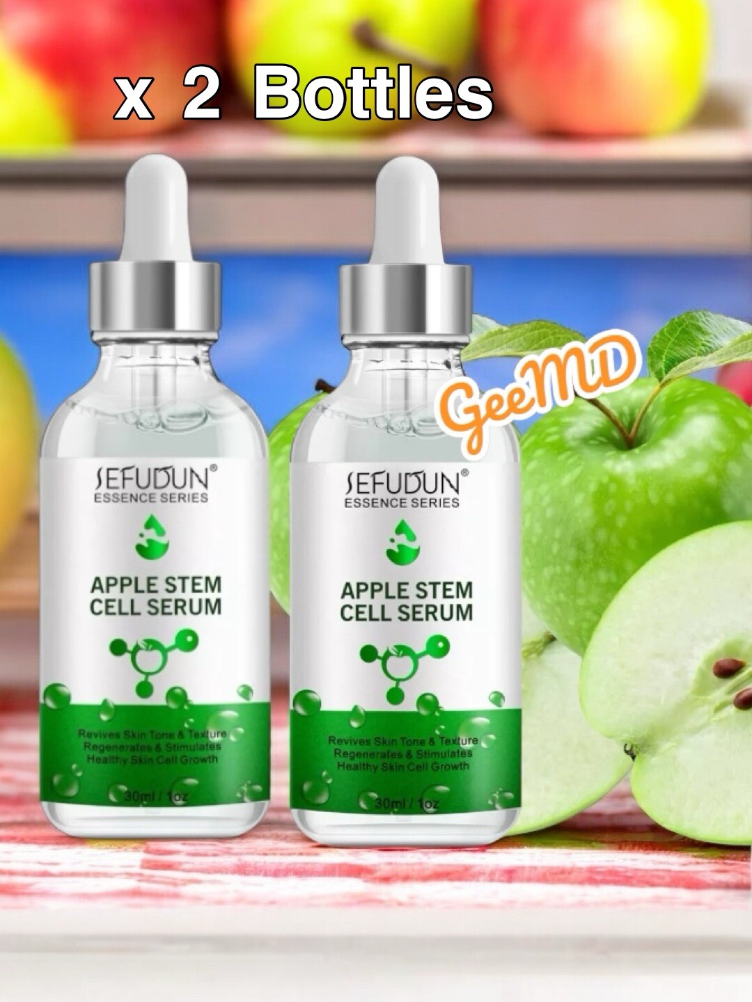 2-pc Natural Swiss Apple Stem Cell Serum COLLAGEN Hyaluronic Vit C,E USA stock