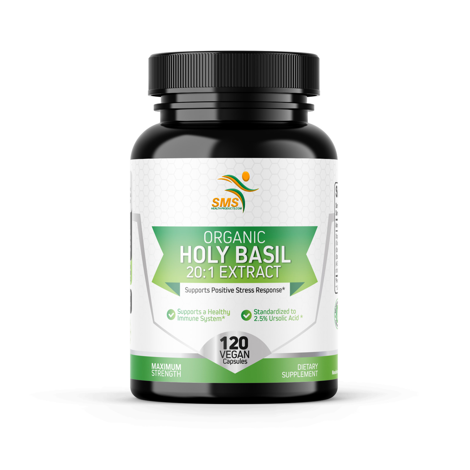 Organic Holy Basil 20:1 Extract 2.5% Ursolic Acid (120 Veg Capsules) Made In USA