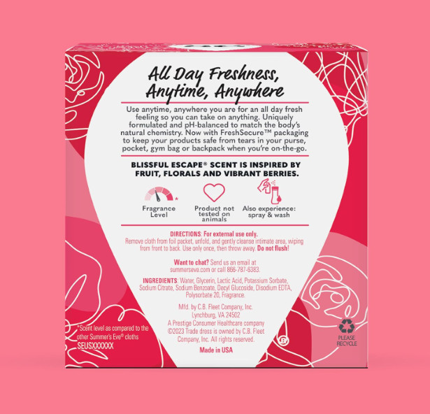 Summer’s Eve Blissful Escape Feminine Wipes, Gentle pH-Balanced Formula Helps Co