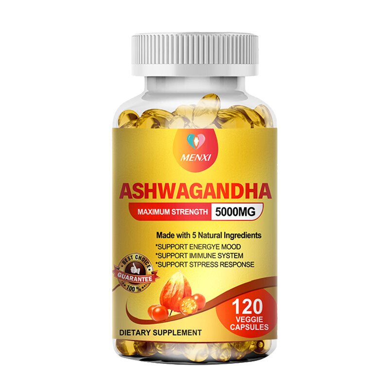 Organic Ashwagandha Capsules 5000MG with Black Pepper Root Powder 120 Capsules