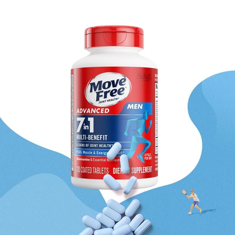 Move Free Advanced 7-in-1 Glucosamine Chondroitin Multivitamins for Men, 120Tabs