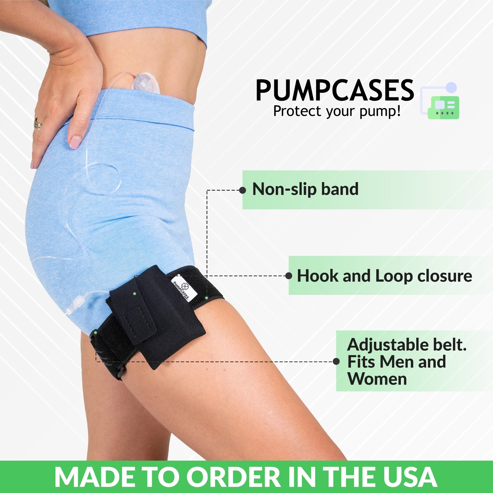 Black Insulin Pump Case with Adjustable Belt by Pumpcases for Tandem Mobi