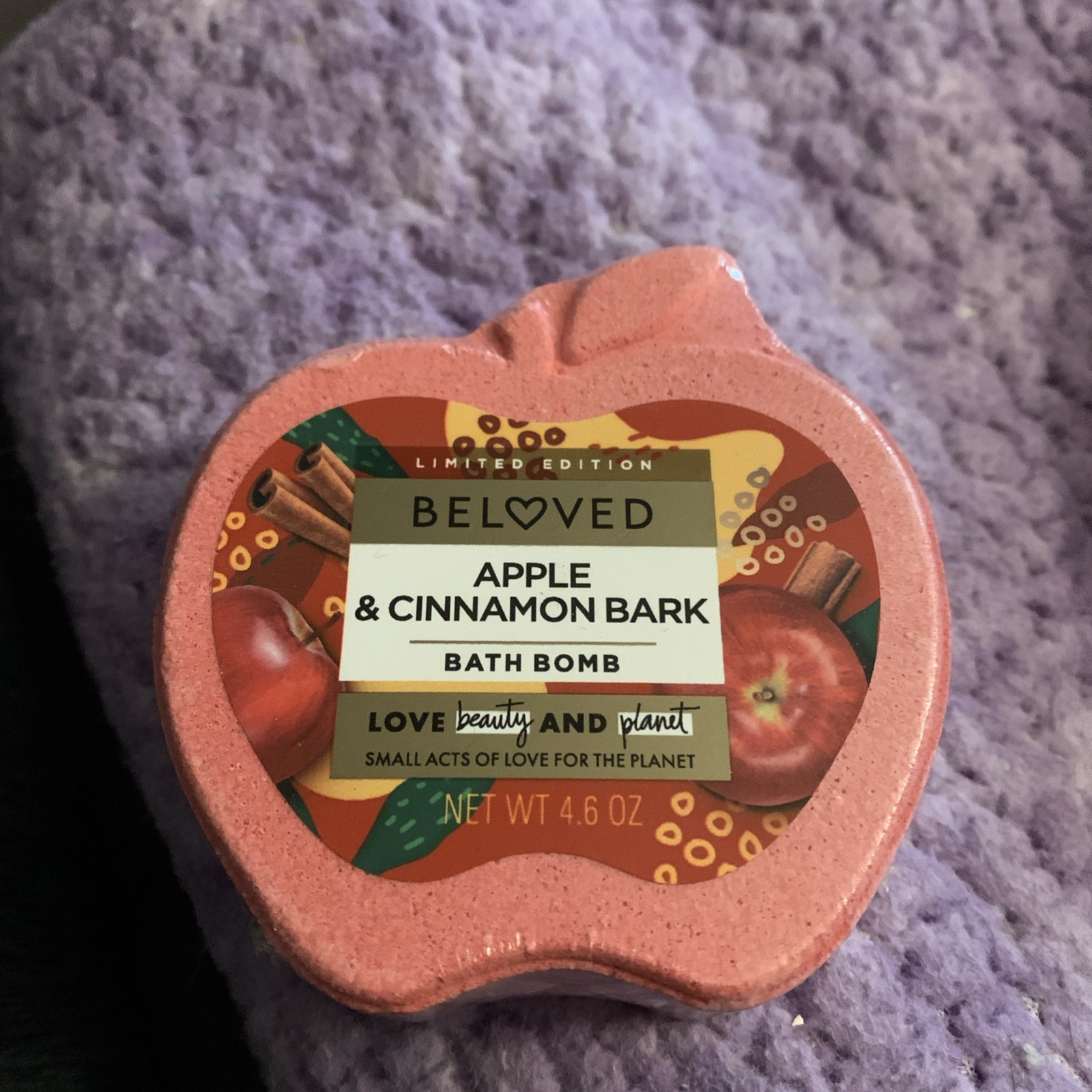 Beloved Apple & Cinnamon Bark Foaming Bath Bomb, 4.6 oz, limited edition