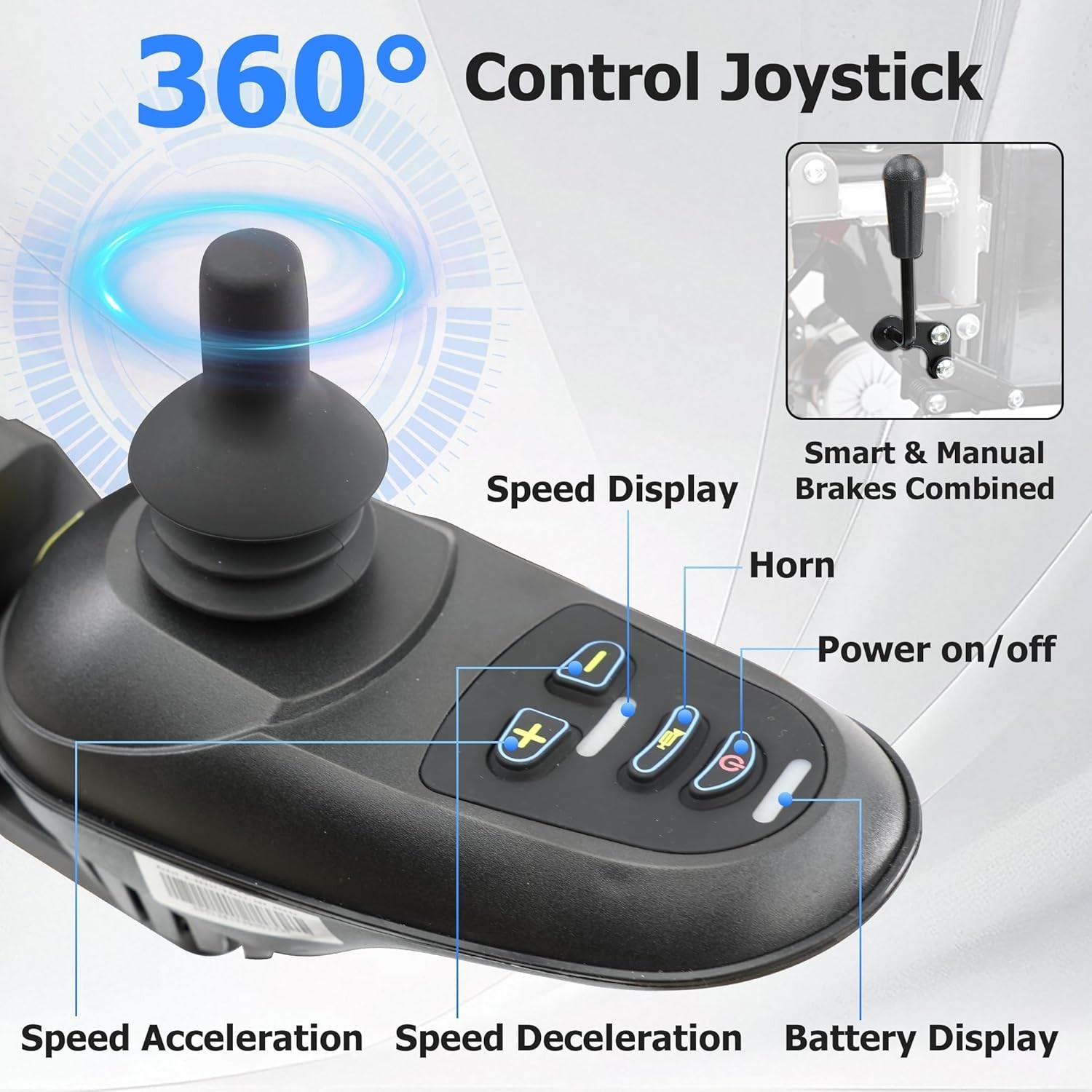 YF001 Plus Foldable 18” Eletric Wheelchair Lightweight 15Miles Range 500W 12AH