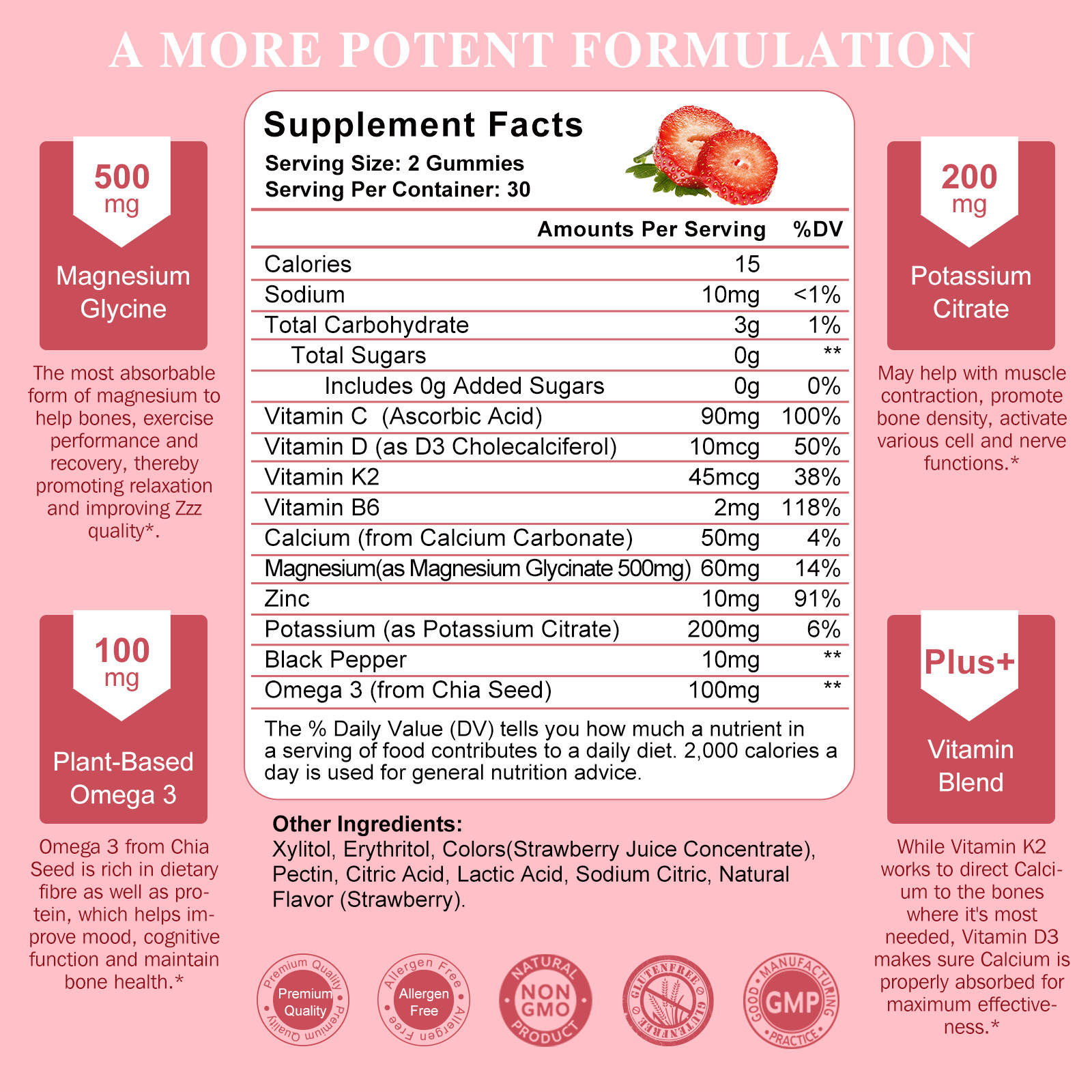 Potassium Magnesium Gummies High Absorption Magnesium Glycinate 200Mg&Potass