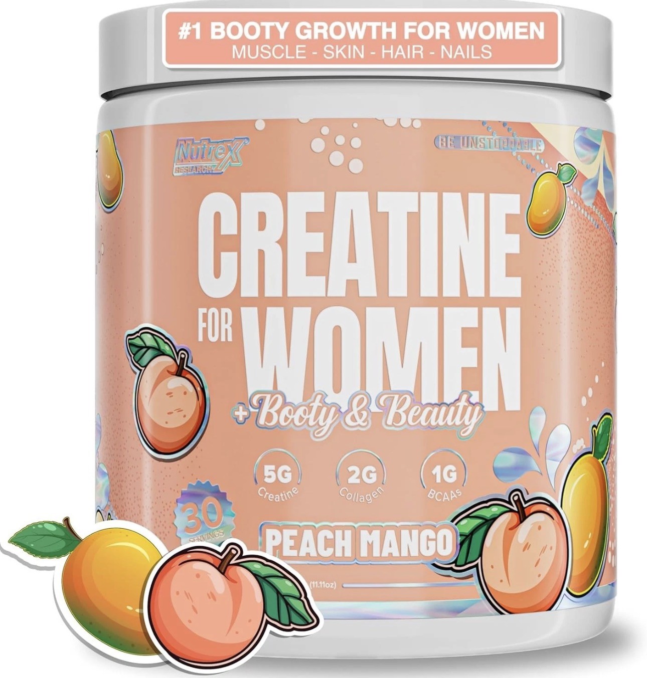 Nutrex Creatine for Women Booty and Beauty – Peach Mango Flavor – 11.11 oz.