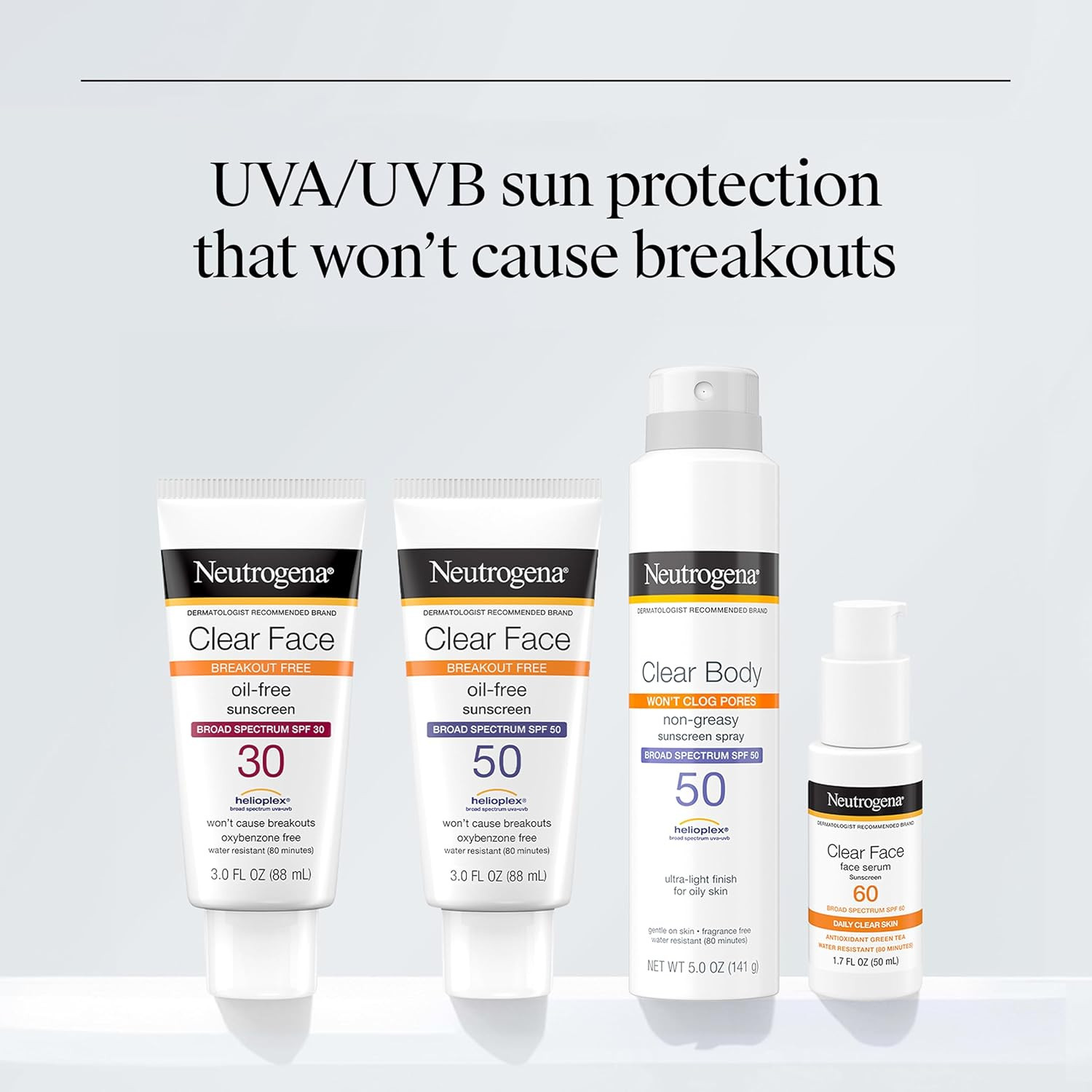 Neutrogena Clear Face Sunscreen Lotion SPF 50 for Acne-Prone Skin Broad Spectrum