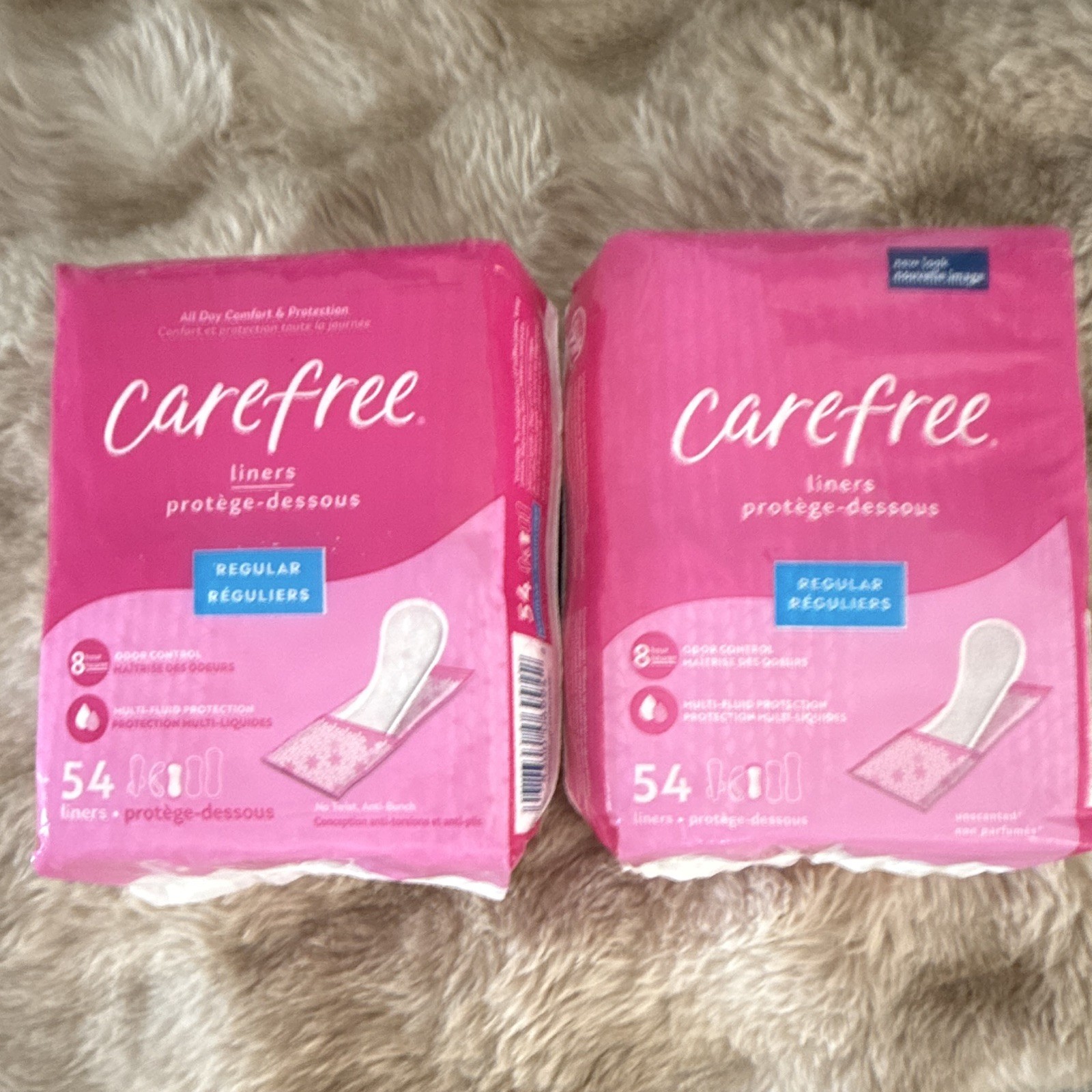 Carefree Original Regular Pantiliners 54ct Individually Wrapped White Cotton