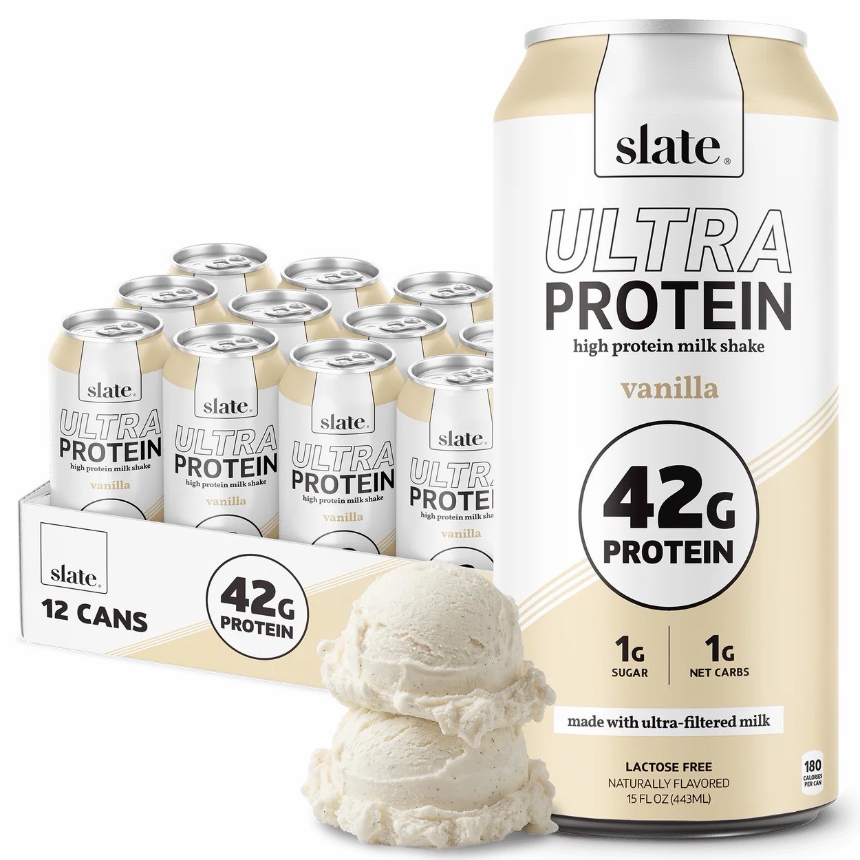 Slate Milk Ultra Protein Shake Vanilla 42g 15oz 12 Pack Low Sugar