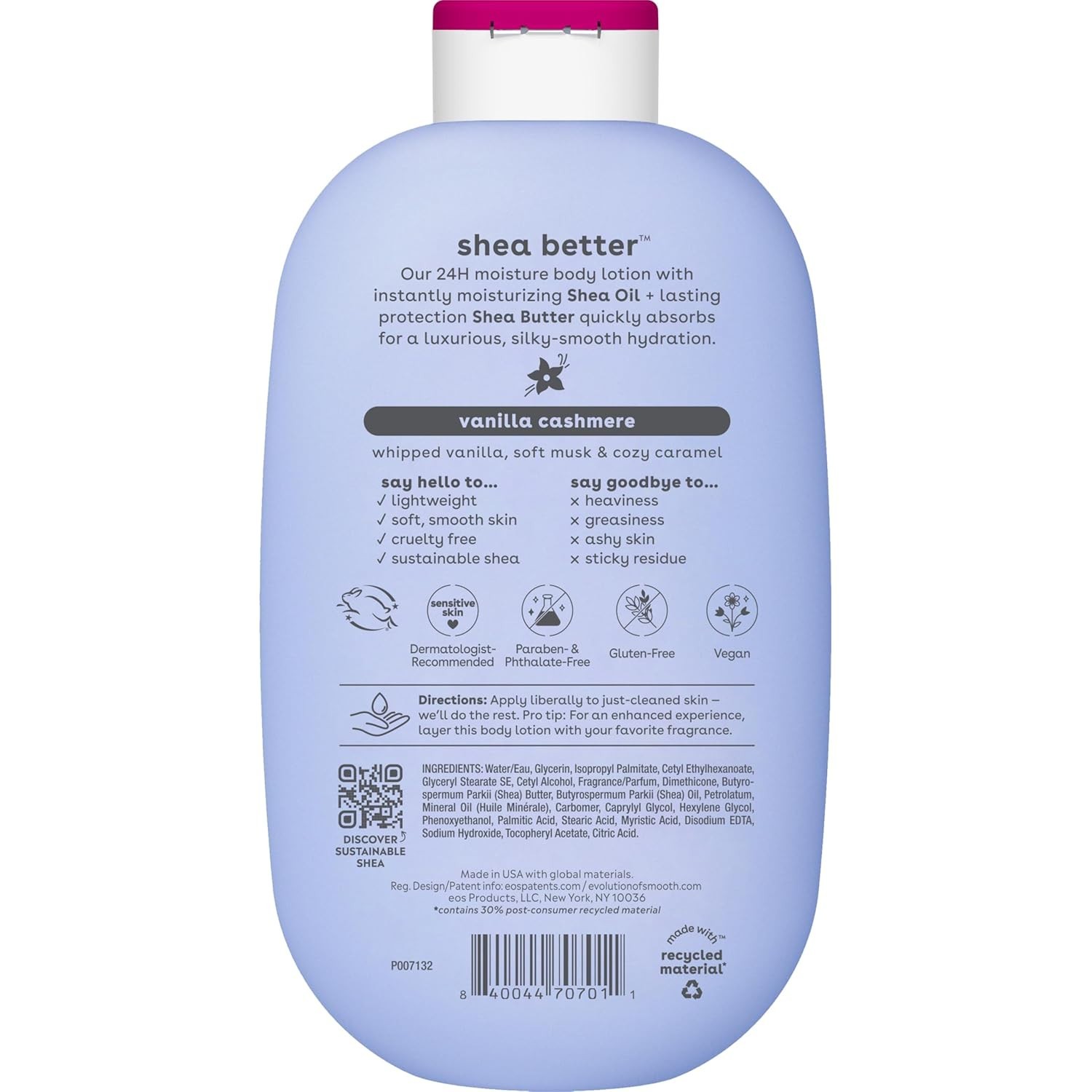 Vanilla Cashmere Body Lotion 24H Moisture Dry Skin Shea Butter Moisturizer 16oz