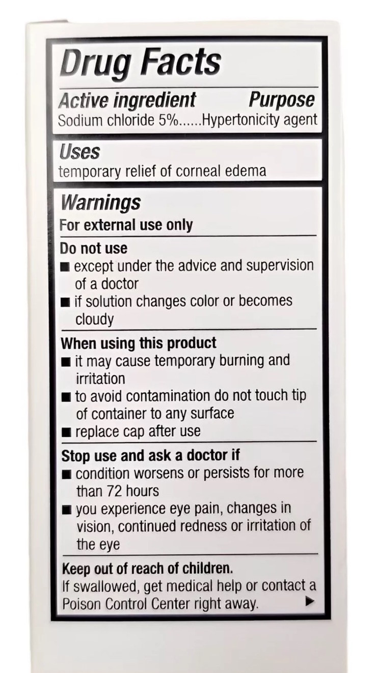 RUGBY Sodium Chloride 5% Eye SOLUTION 15 mL ( 3 pack ) Exp: 10/2028