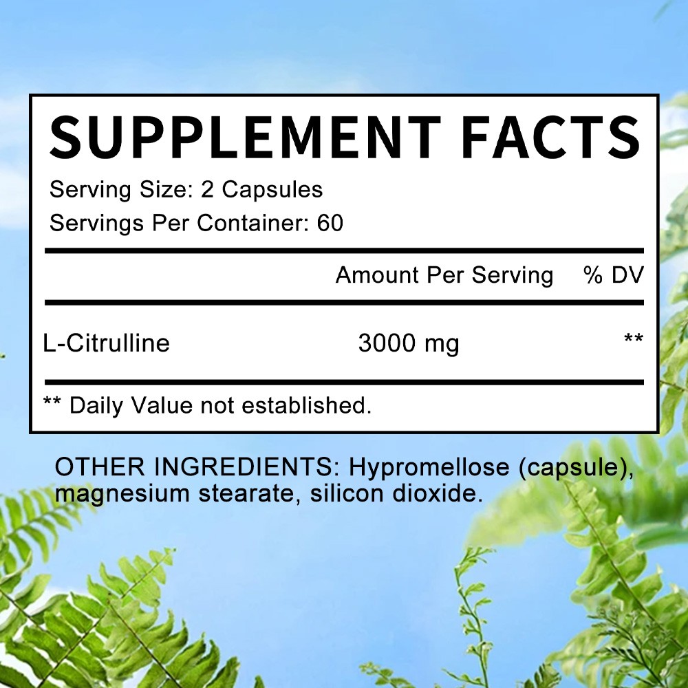 L-Citrulline Support Workout Endurance Gluten Free & Non-Gmo 30/60/120 Capsules