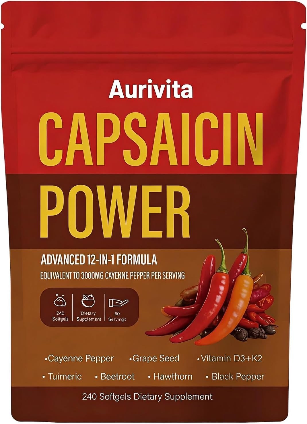 Capsaicin Power, Capsaicin Softgels, Cayenne Pepper & Beetroot Extracts with V