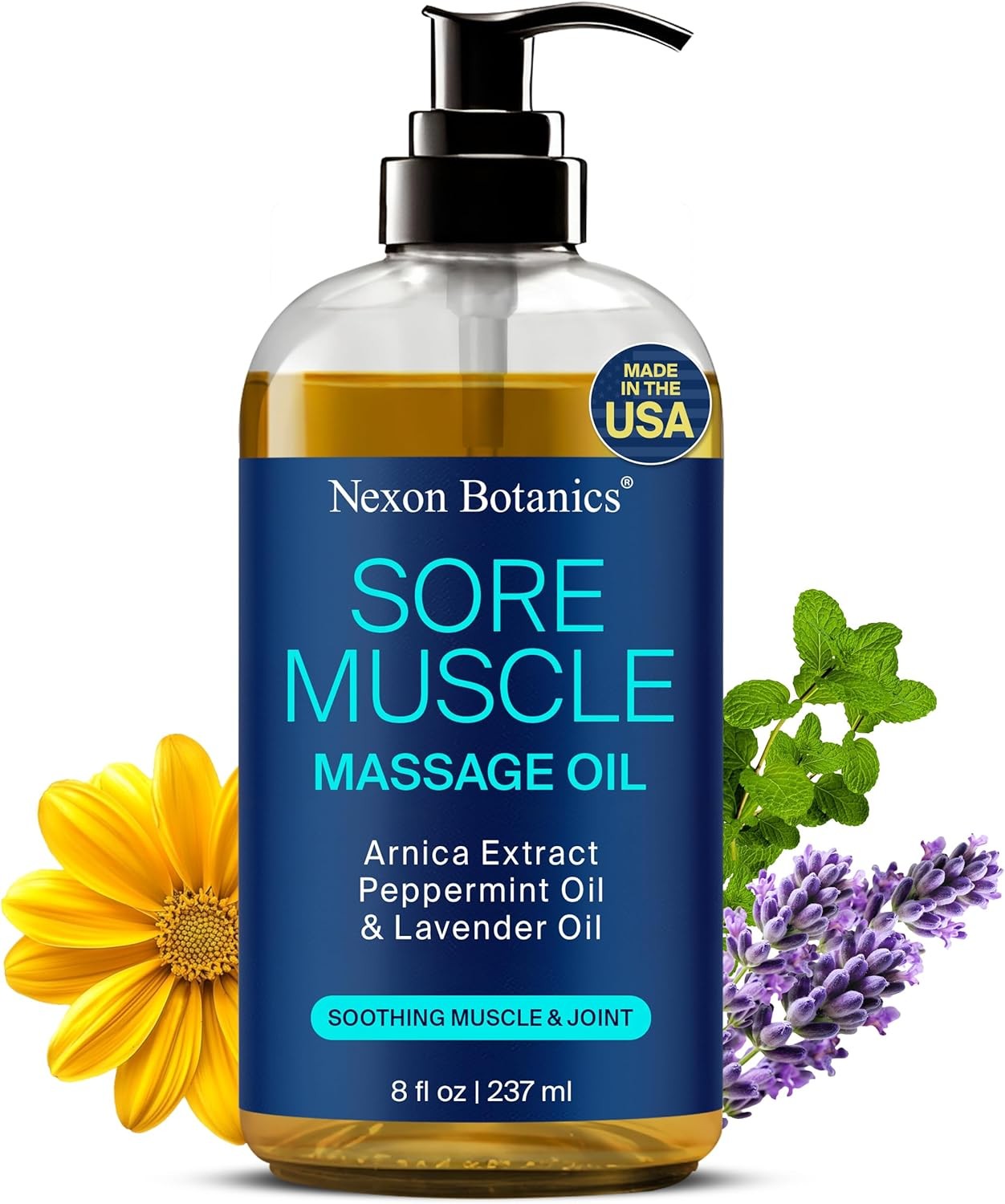 Sore Muscle Massage Oil for Massage Therapy 8 fl oz – Refreshing and Relaxing –