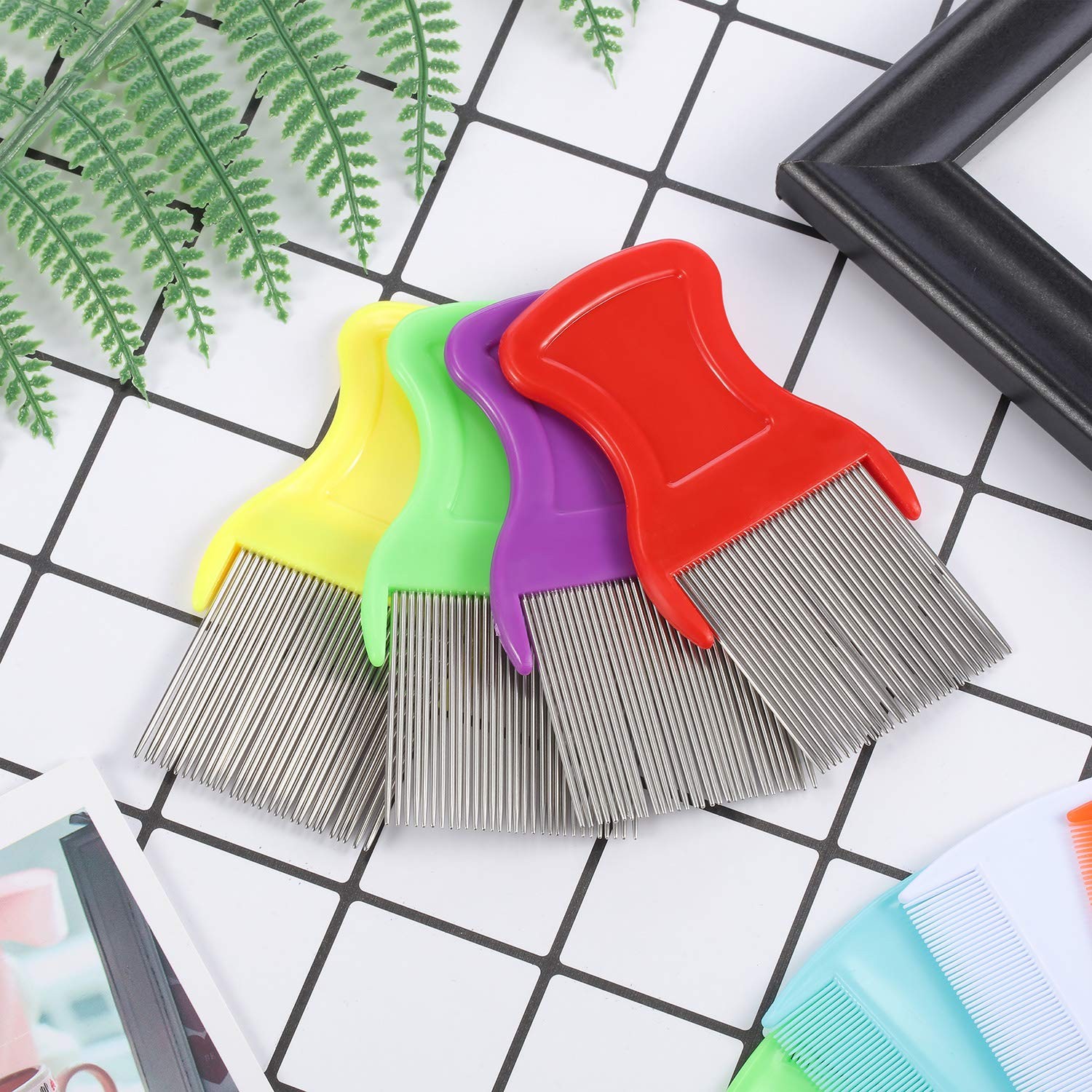 8 Pieces Flea Lice Combs Double Sided Lice and Nit Removal Hair Grooming Plastic