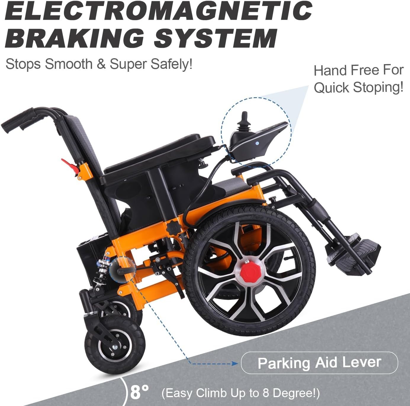 16in large front-wheel drive power wheelchair, 300 lb weight capacity,500W moter
