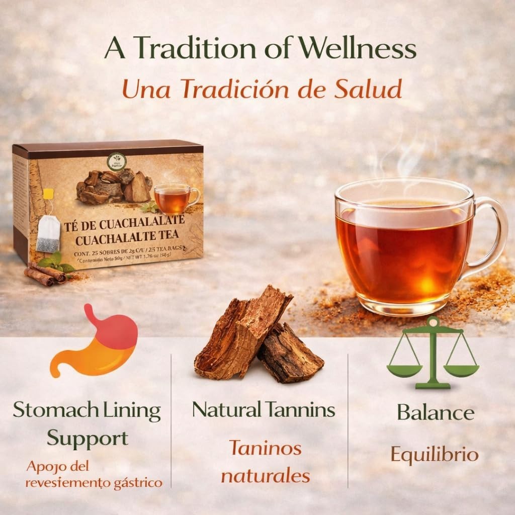 Cuachalalate Tea – 25 Tea Bags – 100% Natural Herbal Infusion – Vegan – Traditio
