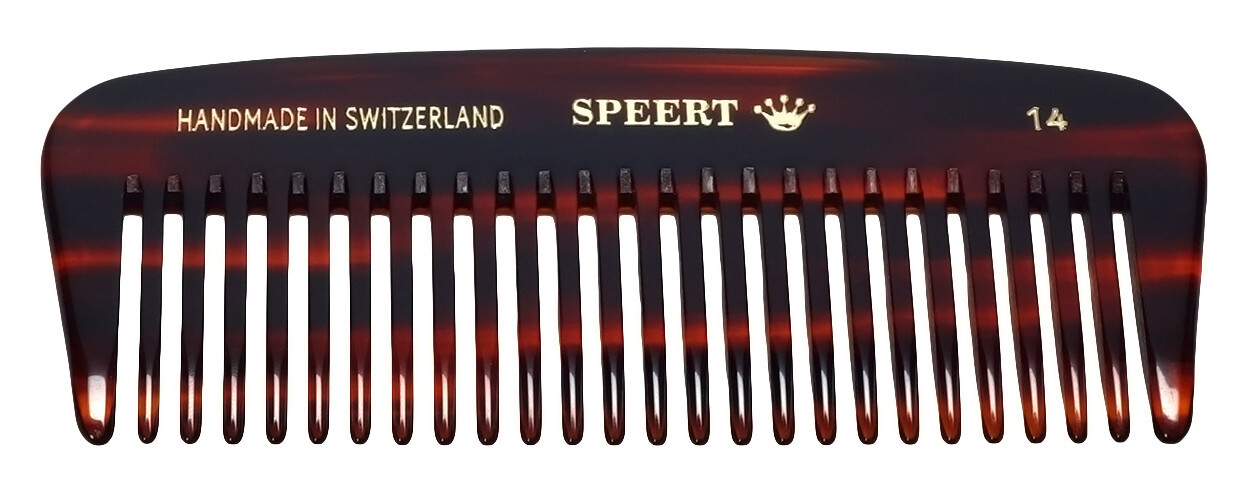 Speert Handmade Swiss European Comb #14 4″Inch Tortoise Bavana Brown Wide Tooth