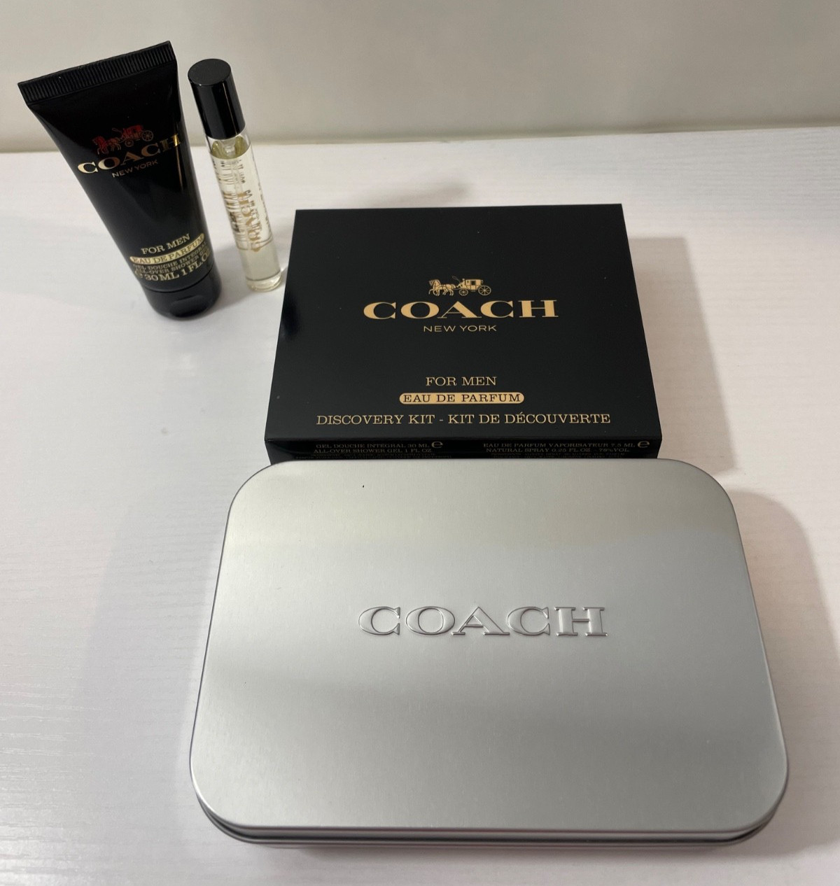 COACH Men Eau De Parfum Spray 0.25oz / 7.5ml + Shower Gel 1oz Travel Set NIB