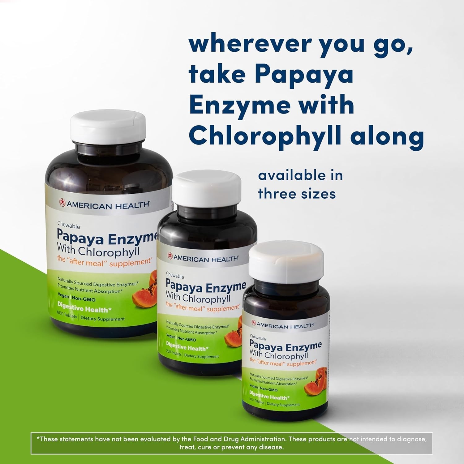 American Health Chewable Papaya Enzyme with Chlorophyll 600 Tabs Each (Pack of 4