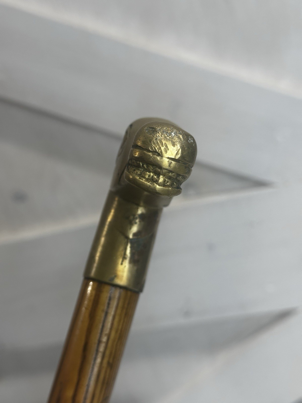 Vintage Wood & Solid Brass Horse Head Cane Walking Stick 35″