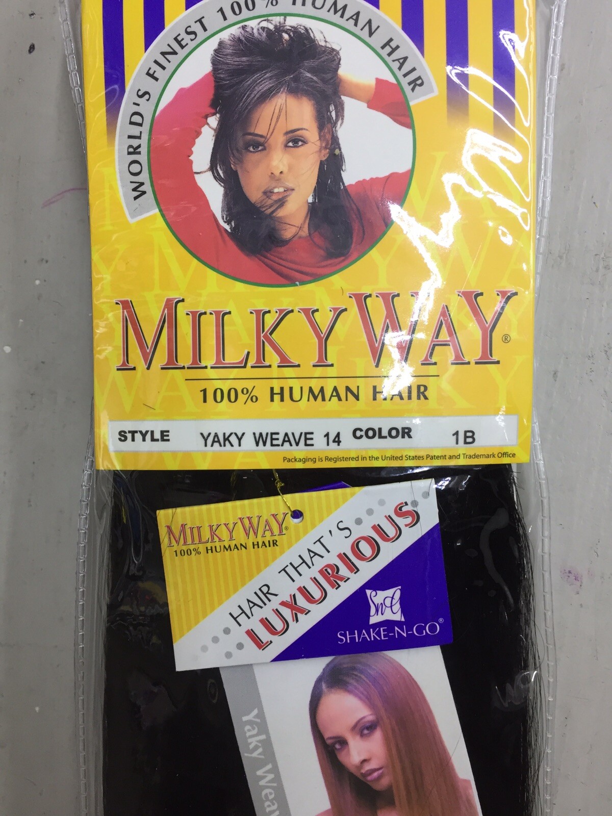 Milky Way Yaky Straight Weave 14” Color 1B Off Black 100% human hair