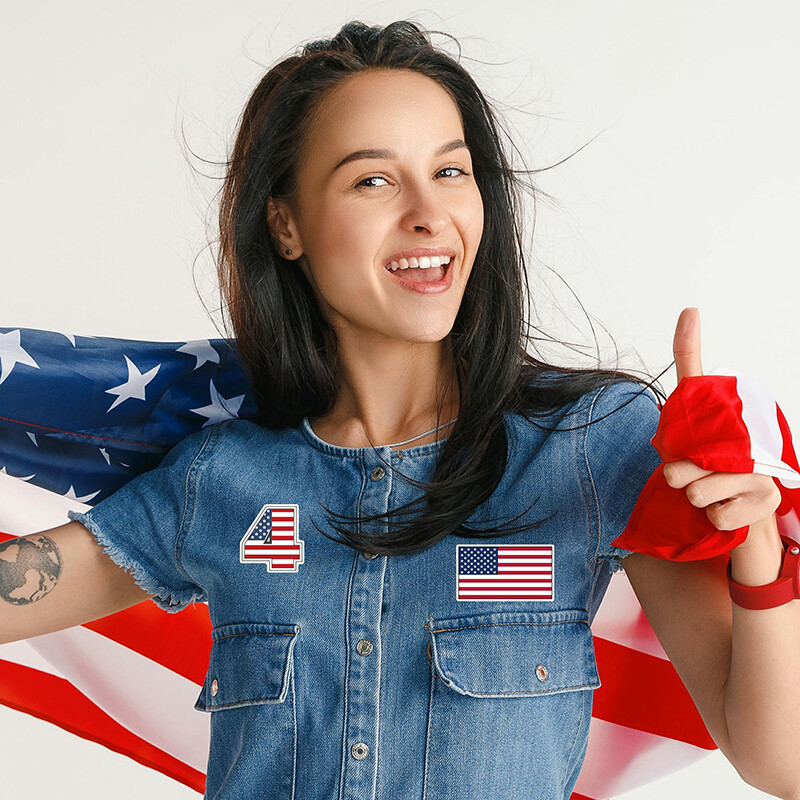 96PCS USA Flag Temporary Tattoos 8 Sheets Fourth of July Face Arm Stickers