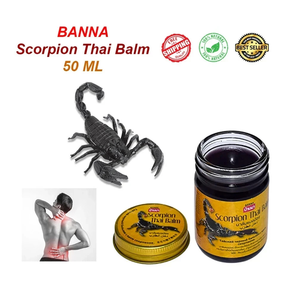 Banna Scorpion Thai Black Herbal Balm 50 grams Traditional Thai Pain Relief Balm