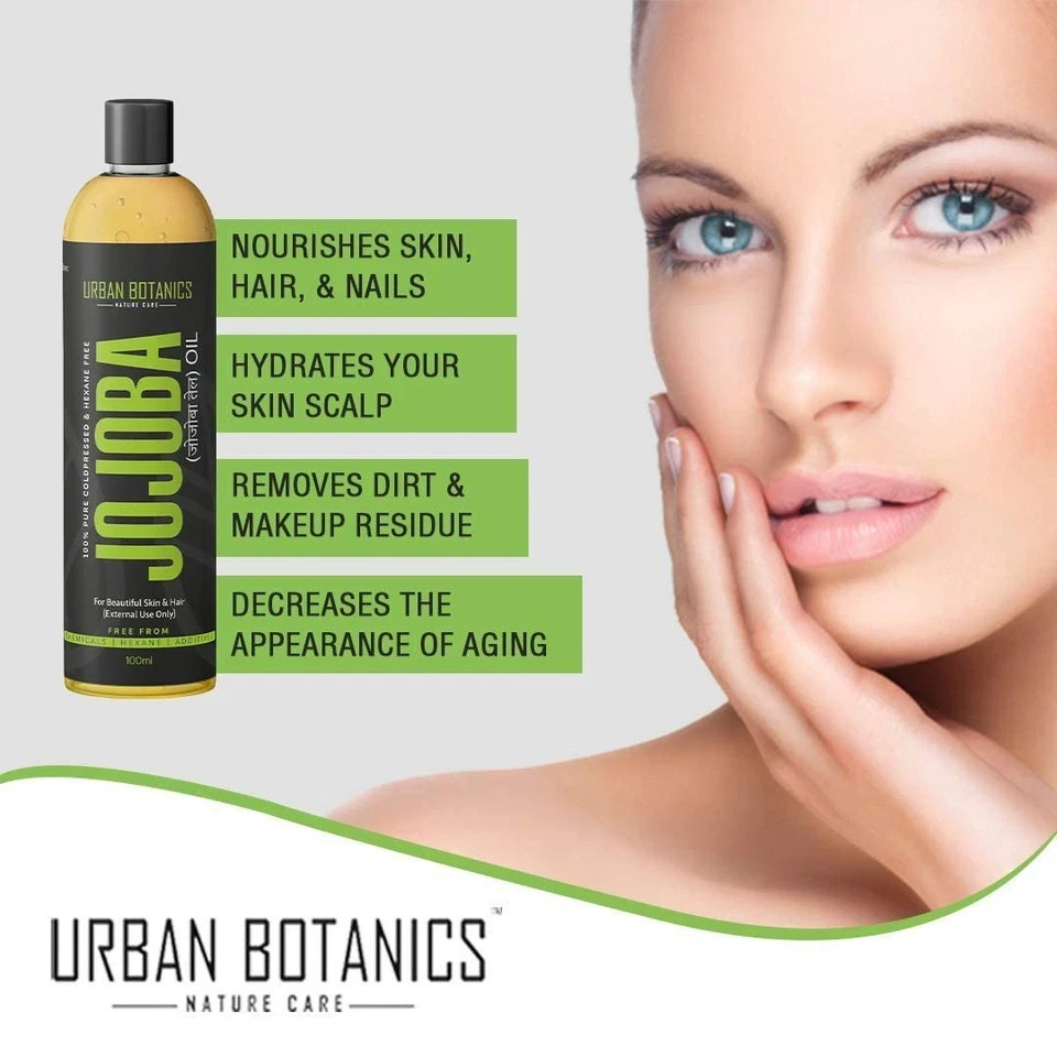 UrbanBotanics Cold Pressed Jojoba Oil for Skin & Hair Virgin & Unrefined 100ml