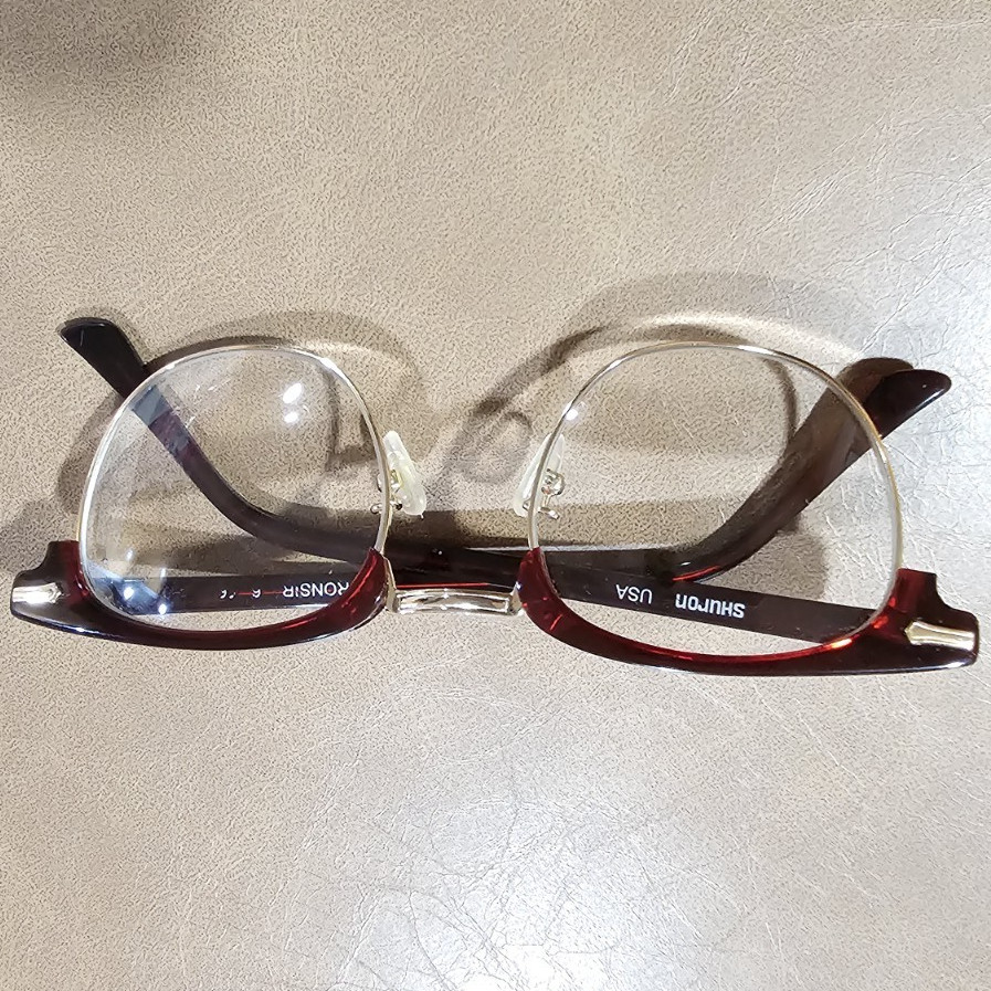 Shuron Ronsir Browline Burgundy Full Rim Metal/Plastic Eyeglass Frames 52-22