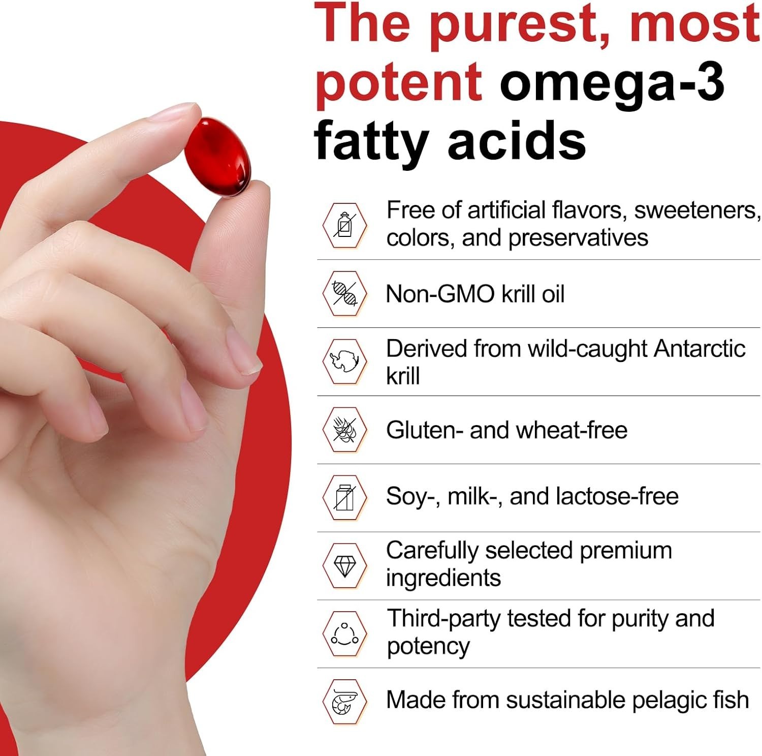 500mg Phospholipid-Bound Krill Oil with Astaxanthin – No Fishy Taste Softgels