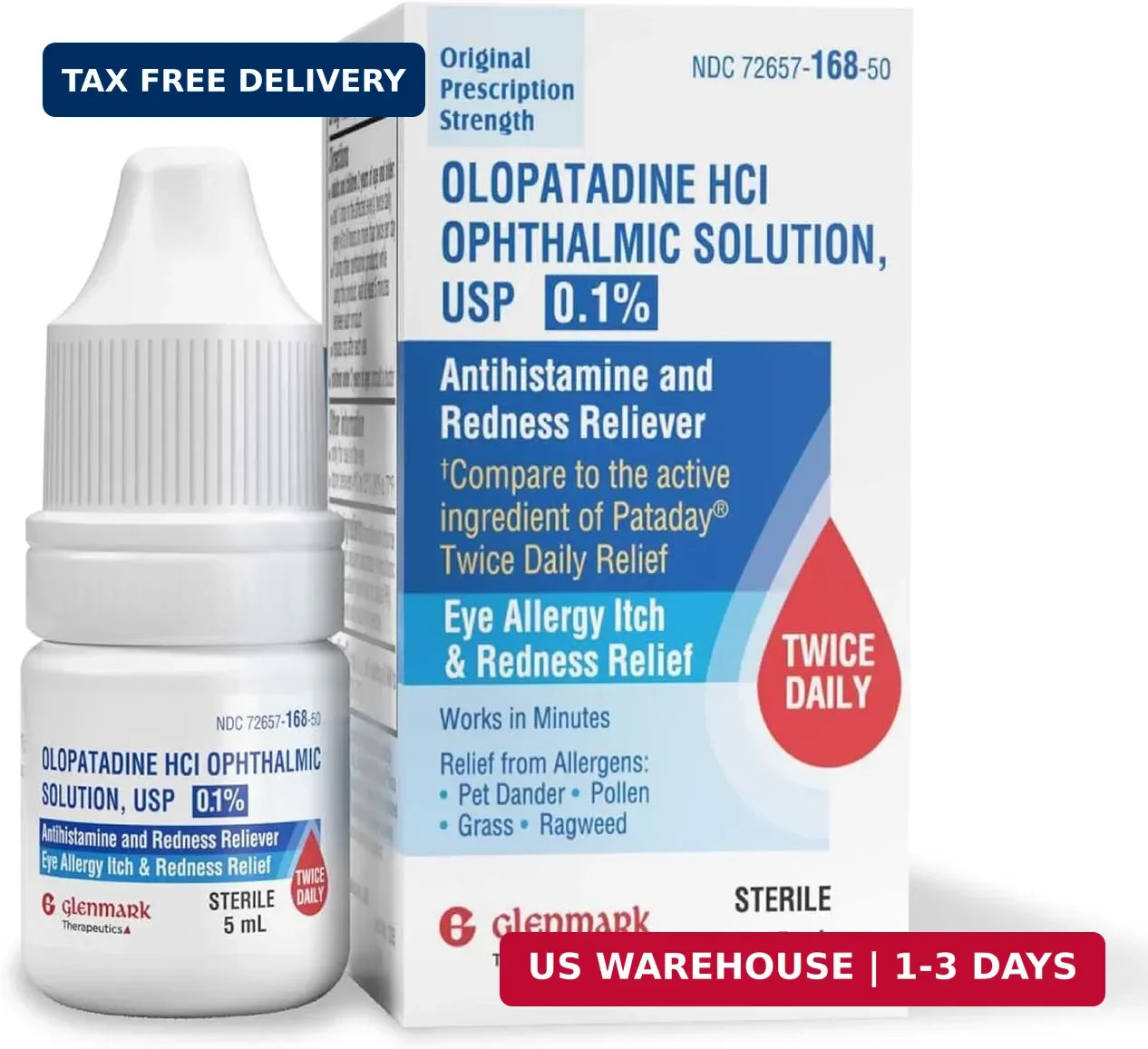 Glenmark Therapeutics Olopatadine Eye Drops for Allergies, Redness Relief, Antih