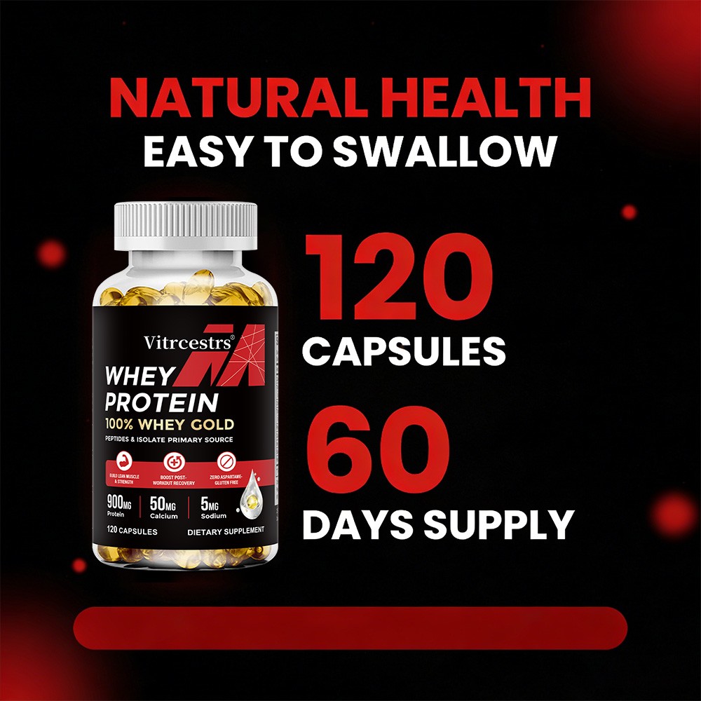 Pure Whey Gold Protein Capsules – 900mg 30/60/120Caps Protein for Muscle Growth