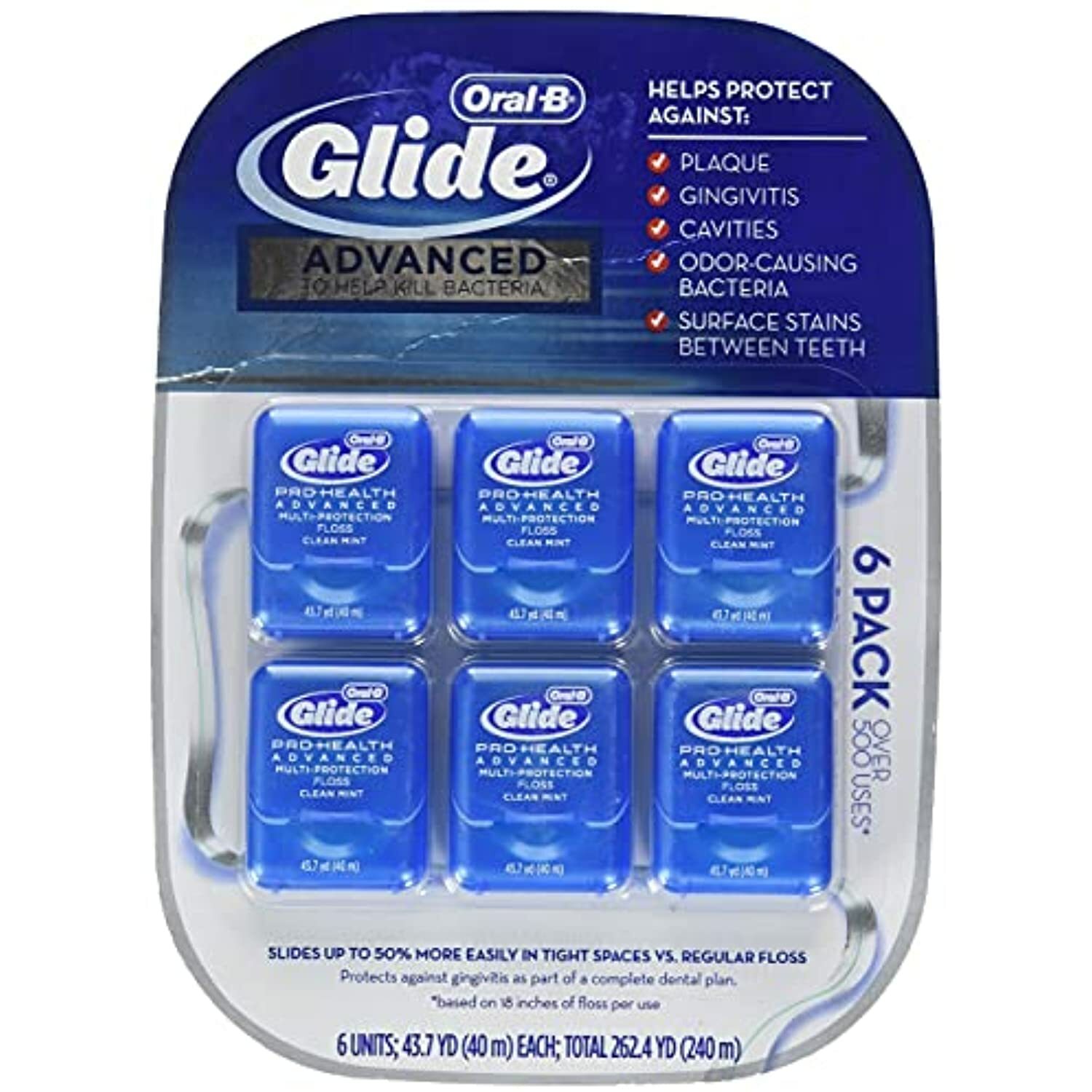 Oral-B Glide Pro-Health Advanced Floss, 43.7 Yards (Pack of 6)