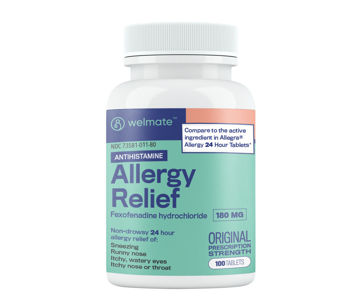 Allergy Relief | Fexofenadine HCl 180 mg | 100 Count Tablets