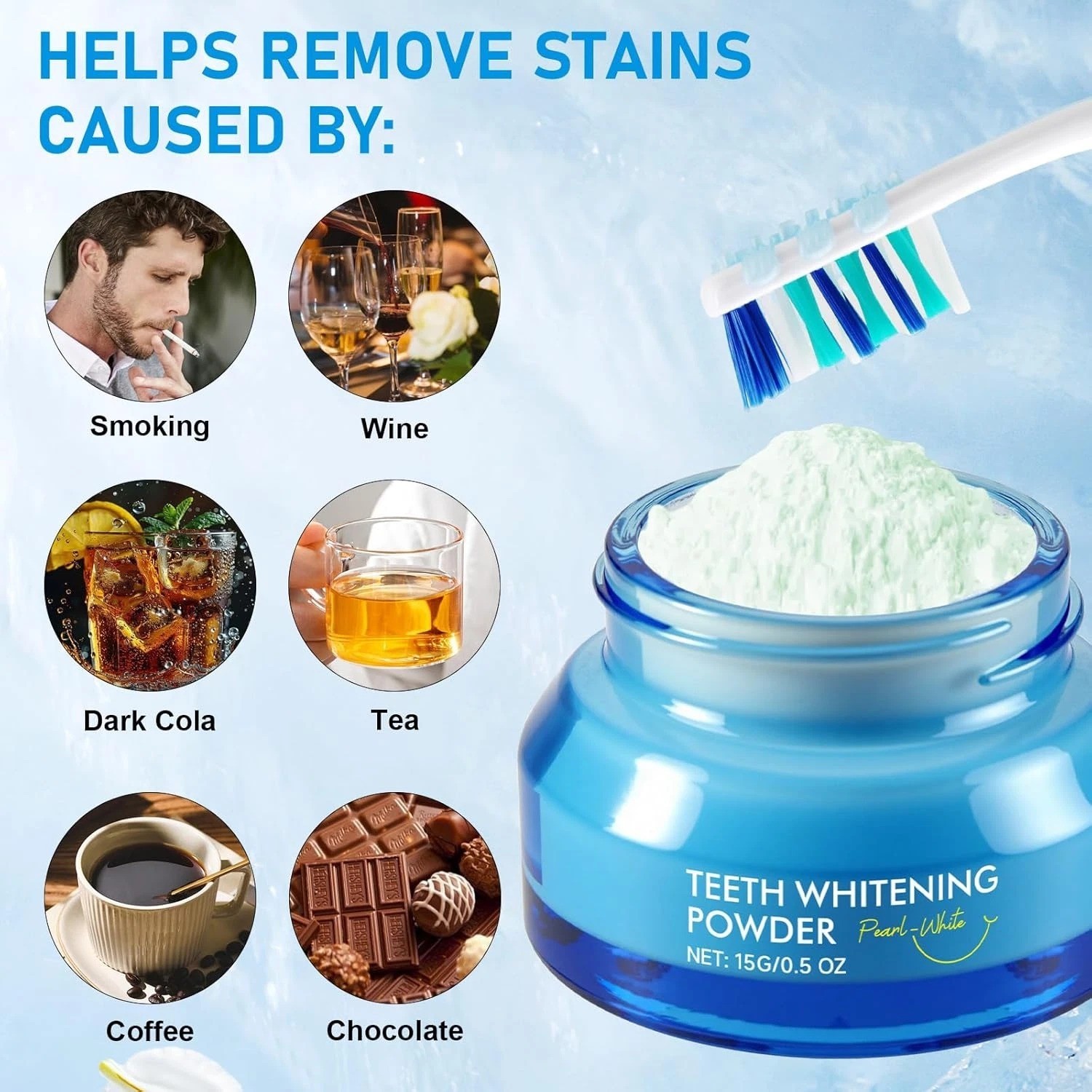 Teeth Whitening Powder Instant Stain Removal Bright White Smile Oral Care Formul