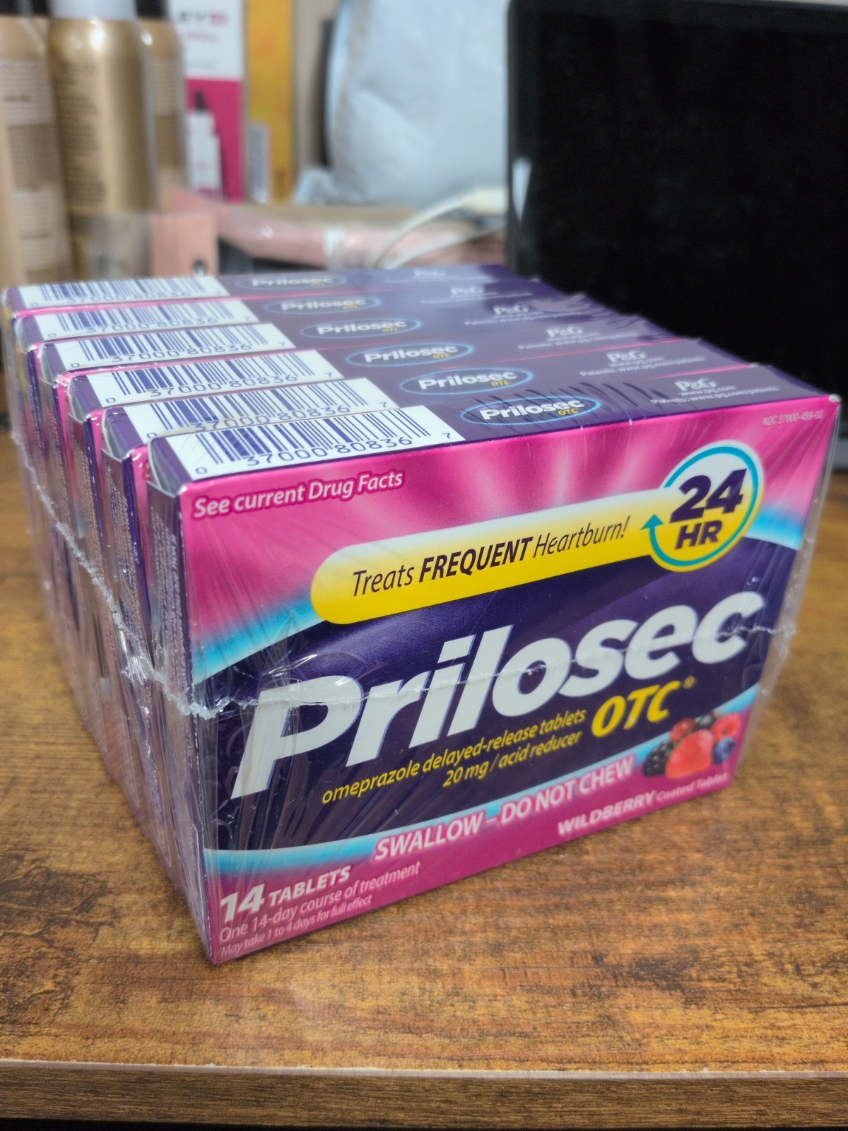 6 Pack- Prilosec OTC Wildberry Frequent Heartburn & Acid Reducer 280Ct 07/2026