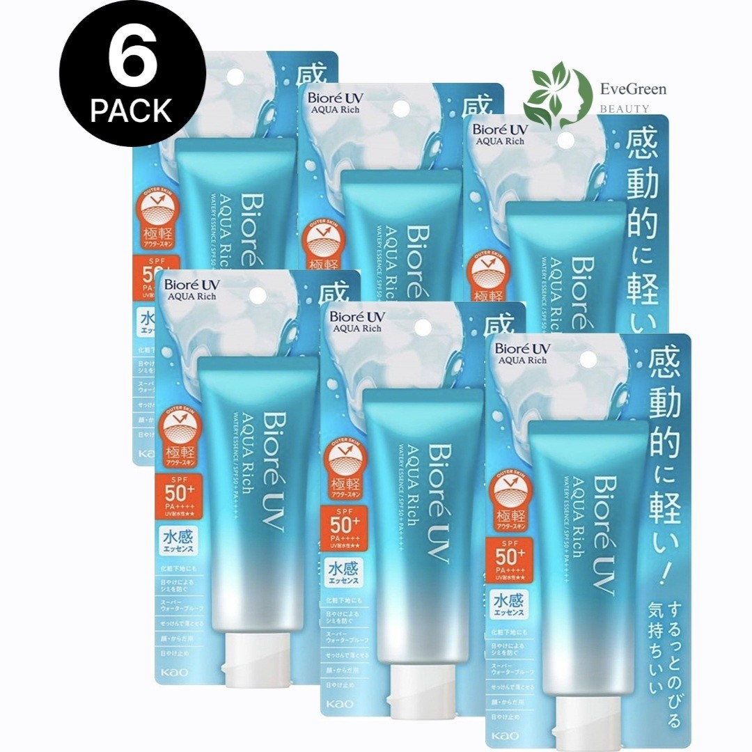 Biore UV Aqua Rich Watery Essence SPF50+ PA++++ Japanese Sunscreen 70g – 6 Pack