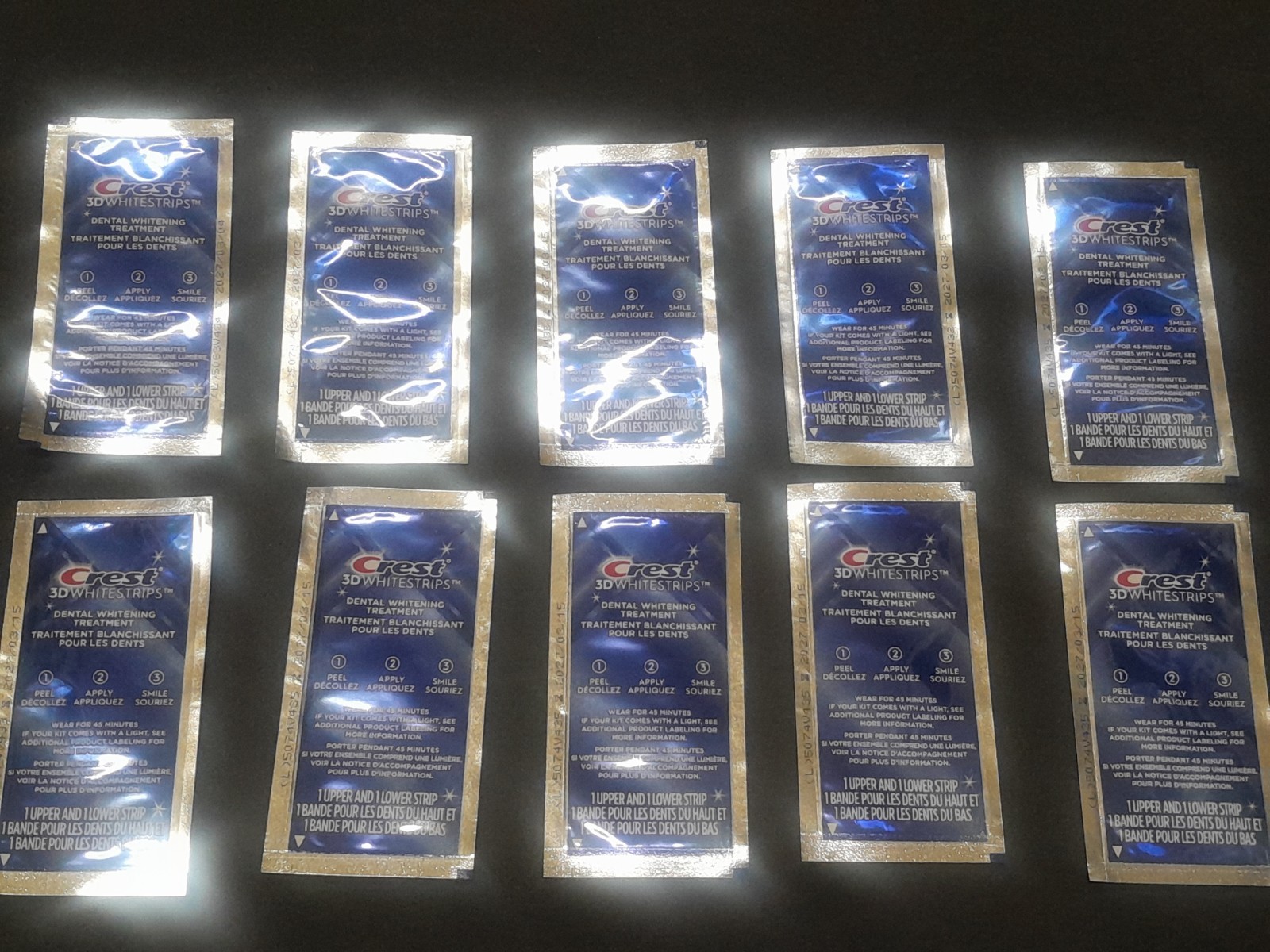 CREST Whitestrips 3D White NO-SLIP Professional Effects 10 Pouches / 20 Stripshg