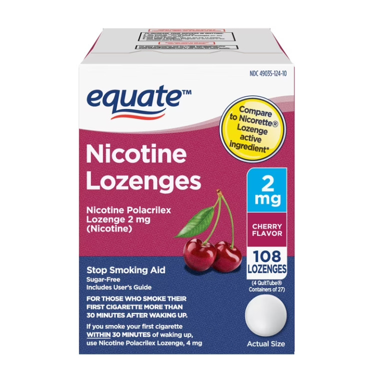 (2 pack) Equate Nicotine Lozenge 2 mg,Cherry Flavor,108 Count – Stop Smoking Aid