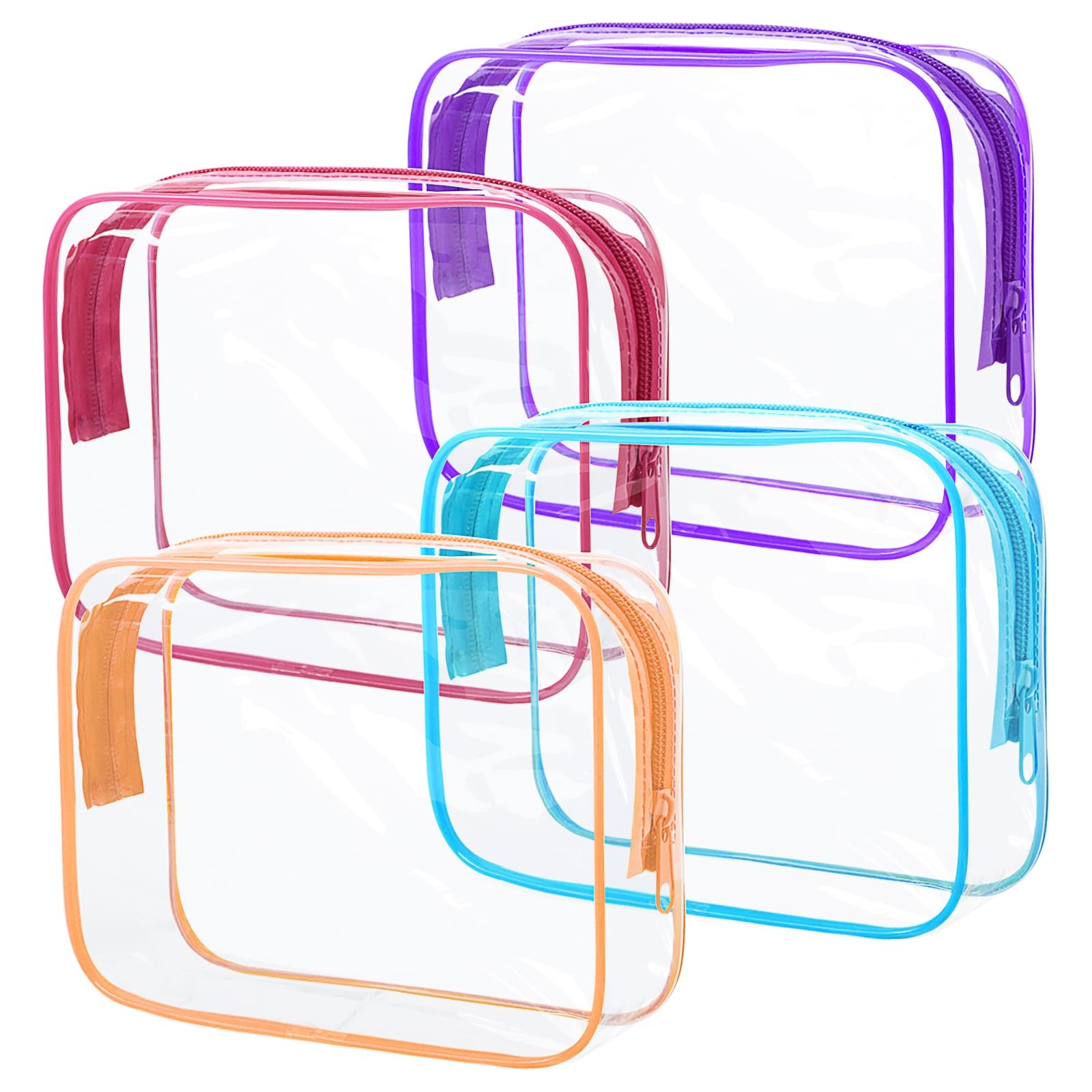 4 Pack Clear Makeup Bags TSA Approved Travel Cosmetic Toiletry Organizer Pouch