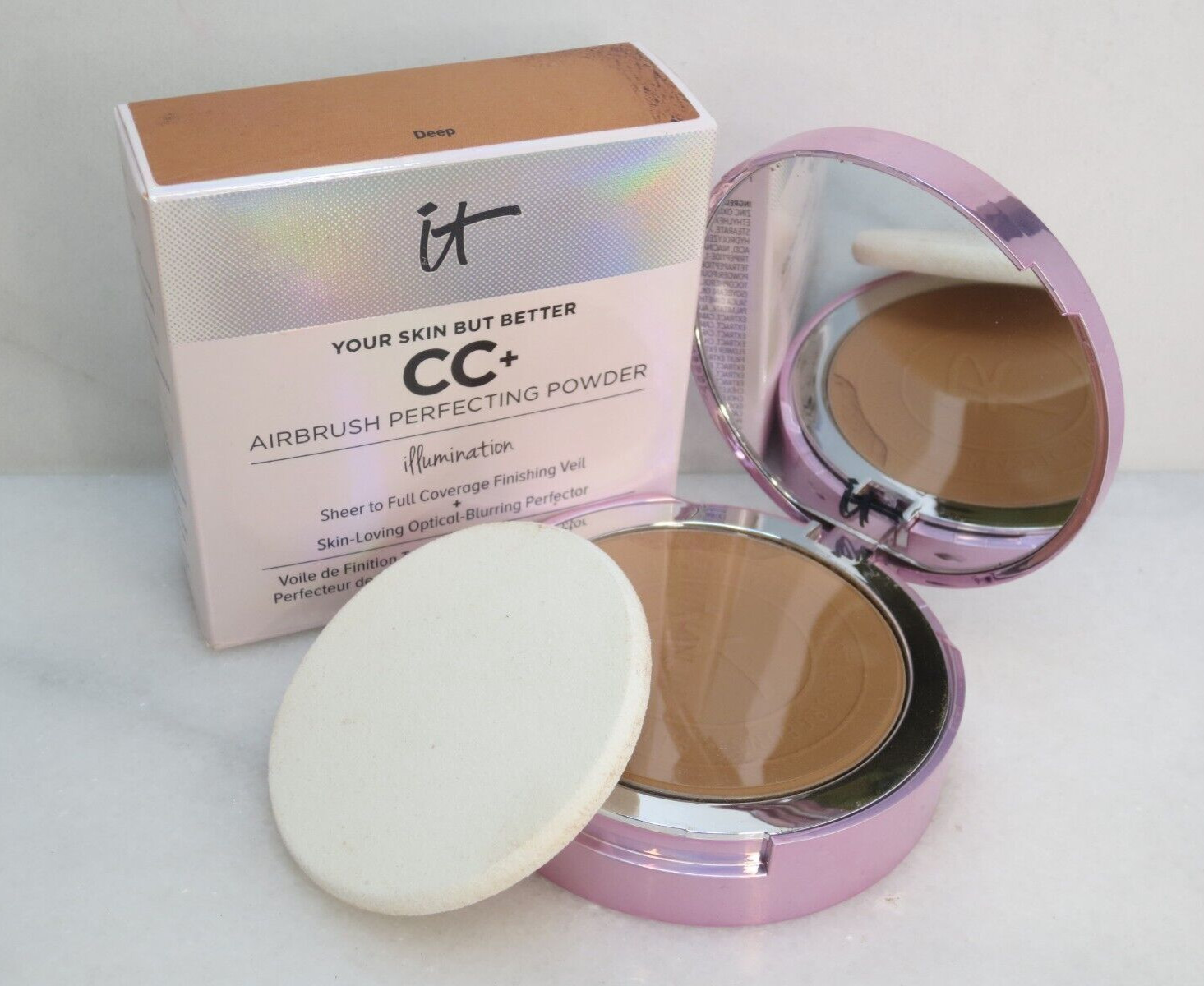 IT COSMETICS CC+ AIRBRUSH PERFECTING POWDER ILLUMINATION DEEP 0.33 OZ SEE DETAIL