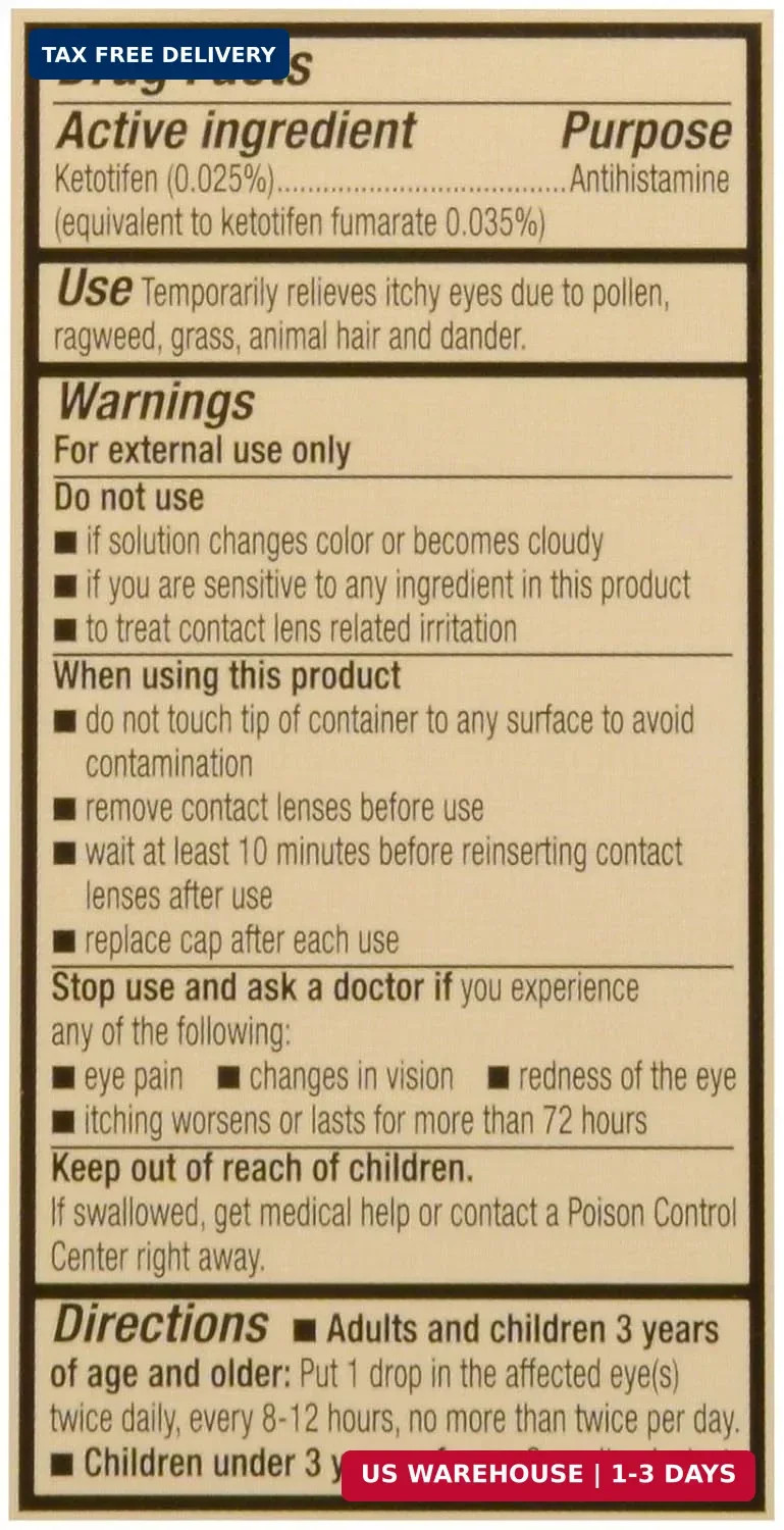 Zaditor Antihistamine Eye Drops, 5-mL