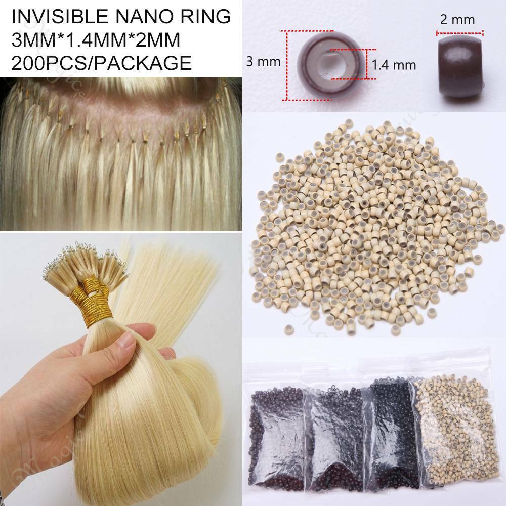 Invislble NANO RING BEADS For Nano Tip Hair Extensions Mini Beans 200-1000Pcs 8A
