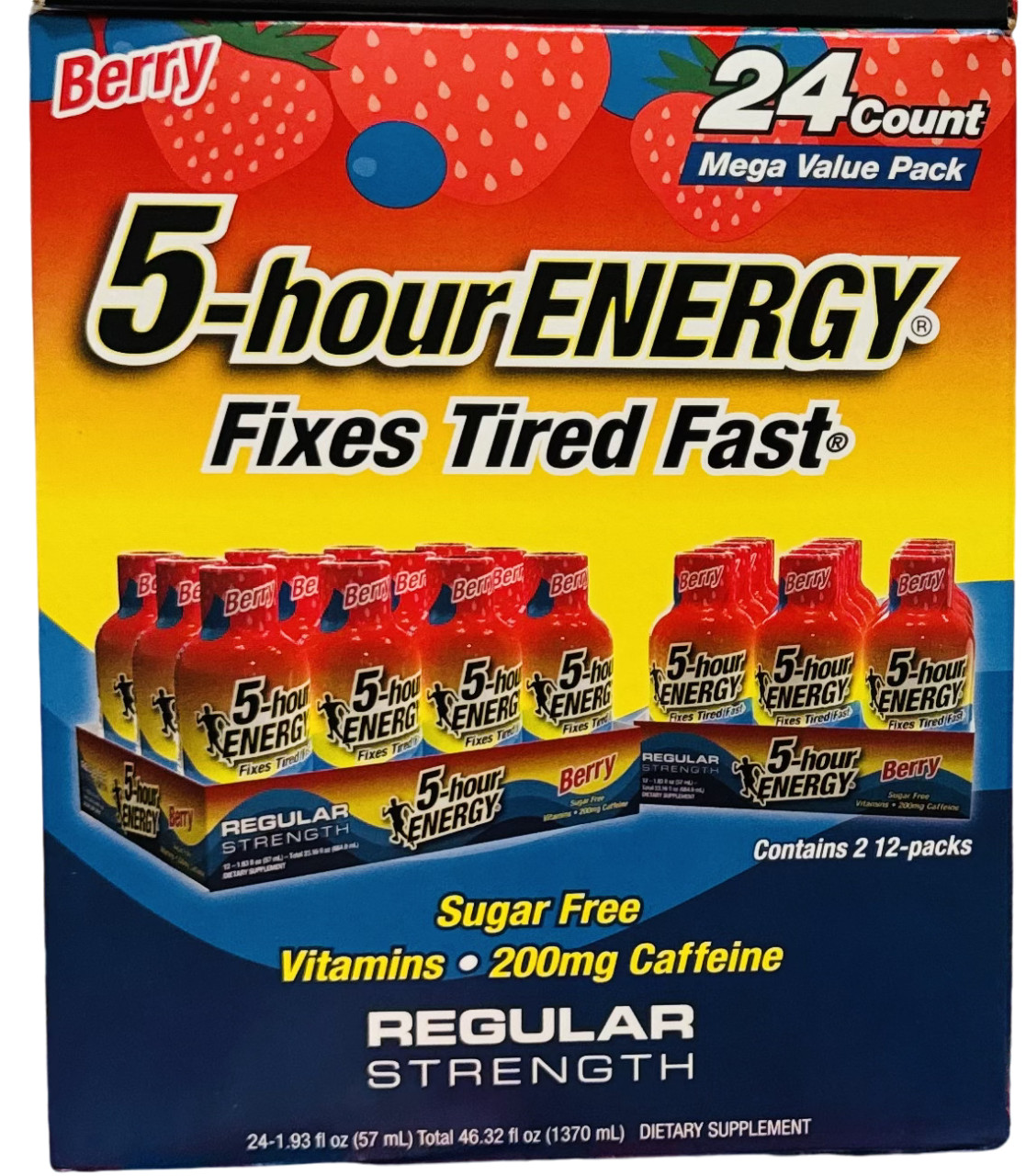 5-hour Energy 24-Count Mega Value Pack, Berry Flavor,Regular Strength, Exp: 5/26
